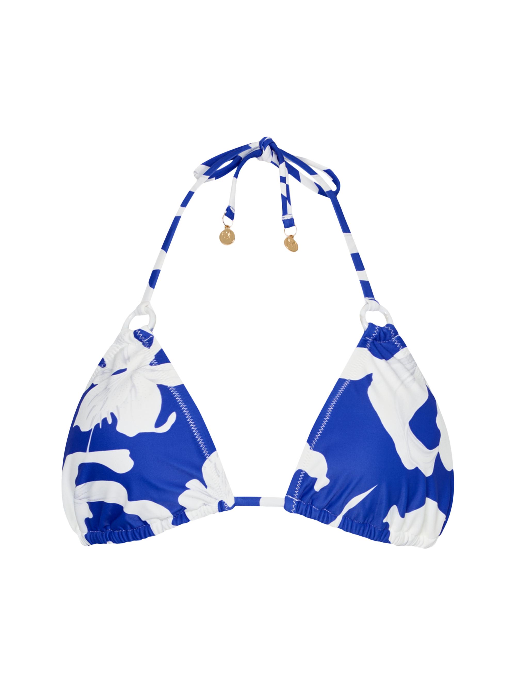 Milly Women's Lily Floral Triangle Bikini Top - Blue Ecru