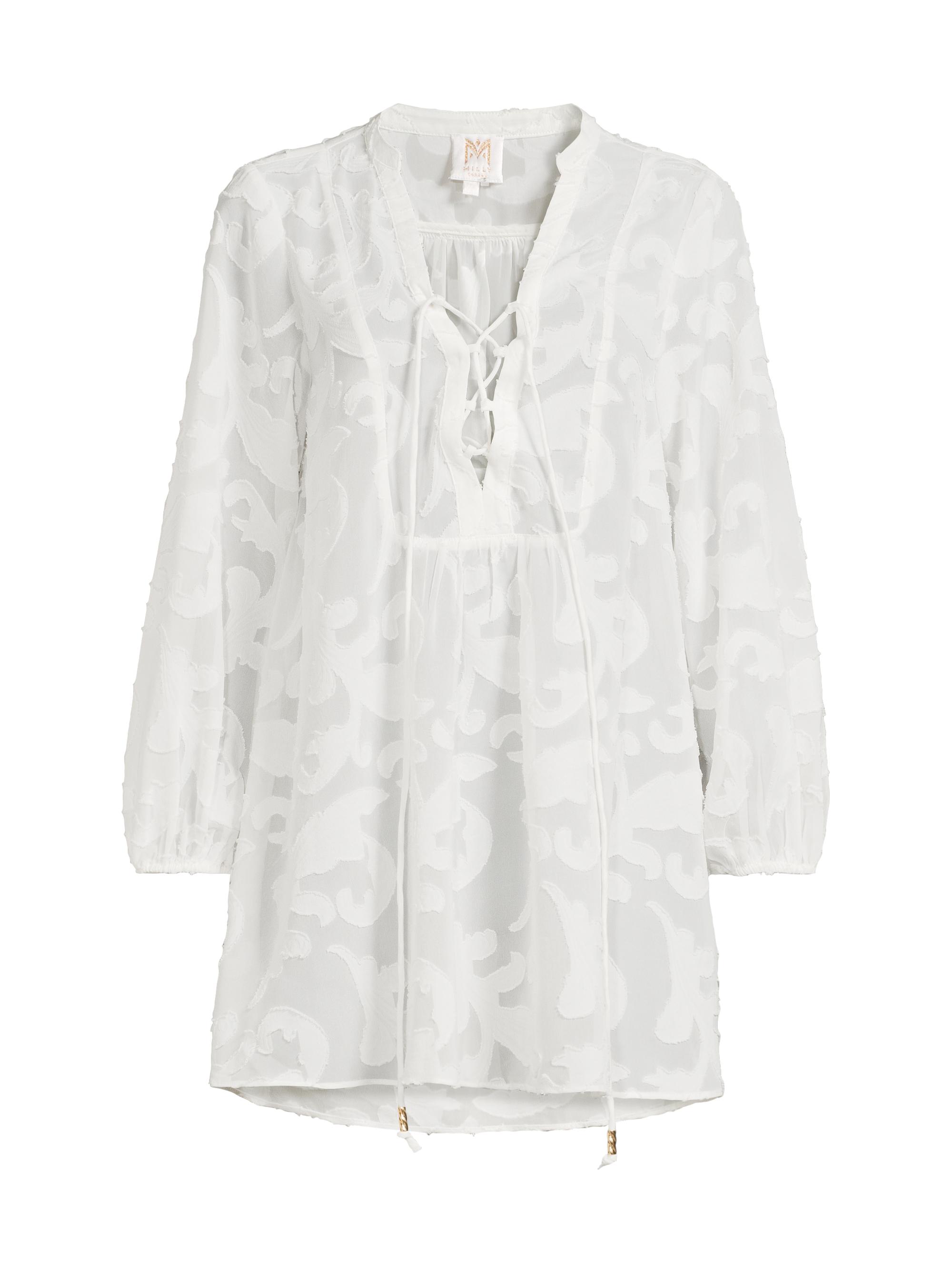 Milly Women's Scroll Burnout V-Neck Minidress - White