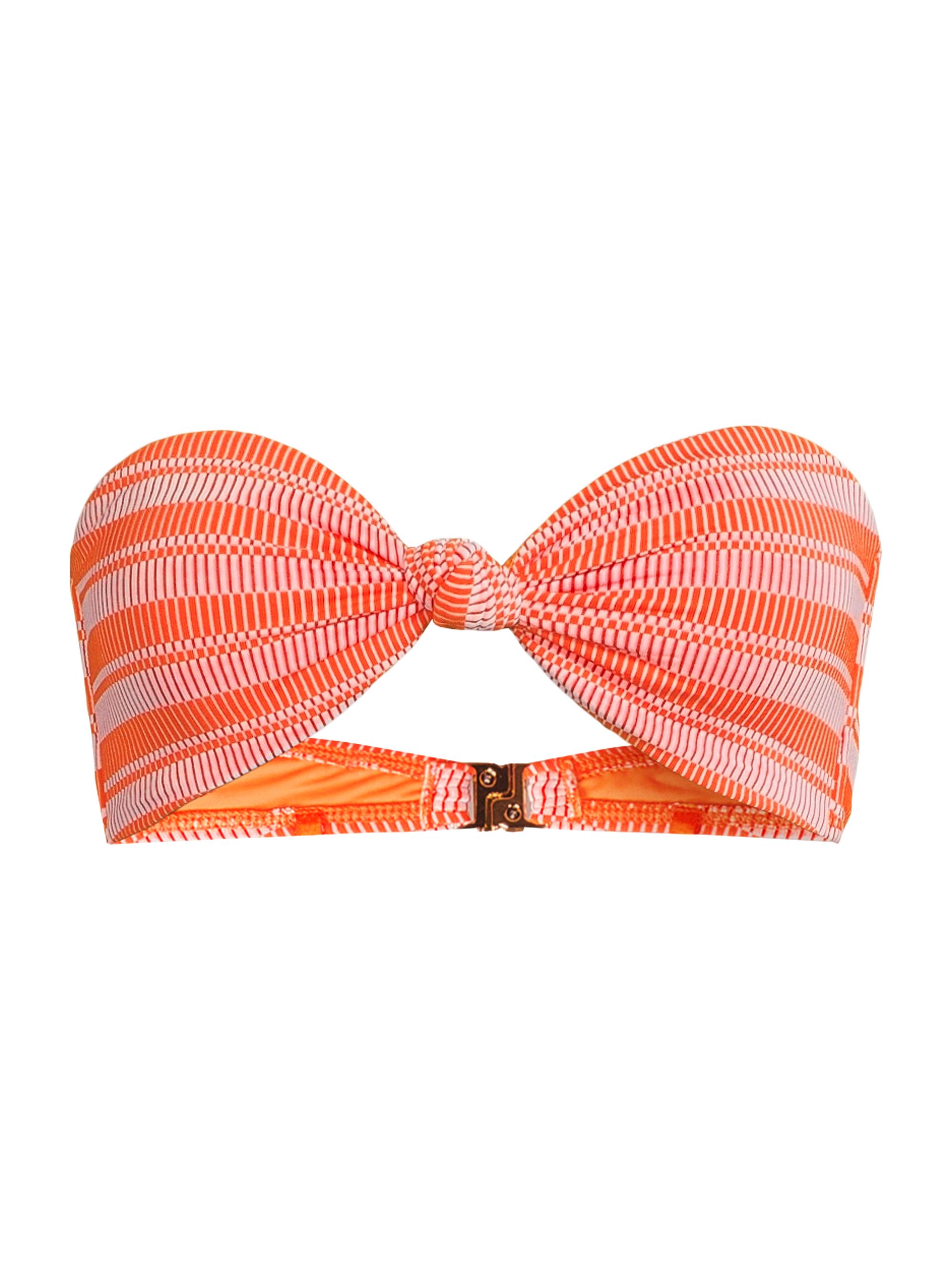 Milly Women's Striped Knot Bandeau Bikini Top - Orange White
