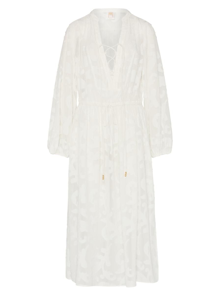 Milly Women's Scroll Burnout Tie-waist Maxi-dress In White