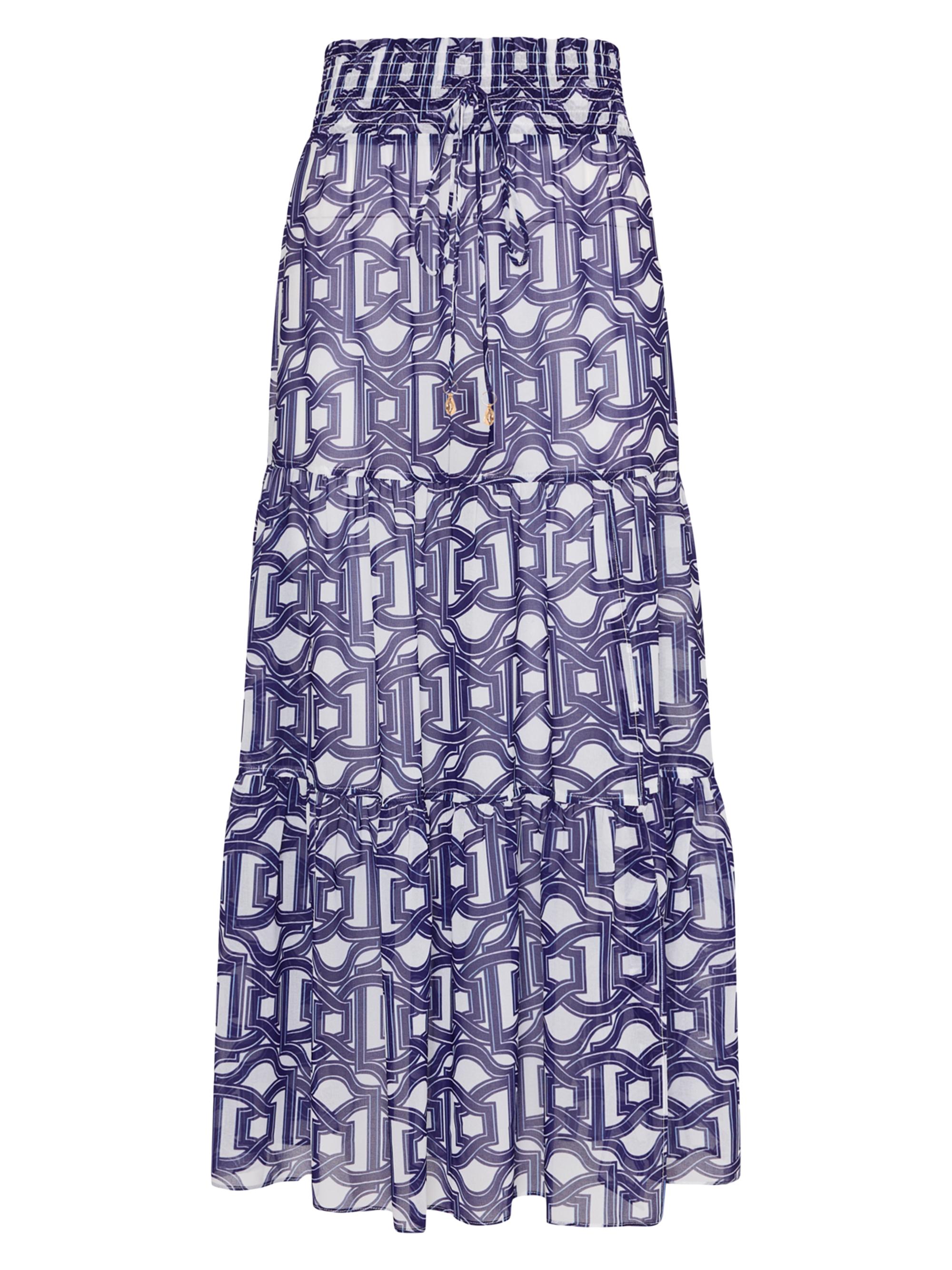 Milly Women's Jem Nautical Chain Chiffon Tiered Maxi-Skirt - Navy White