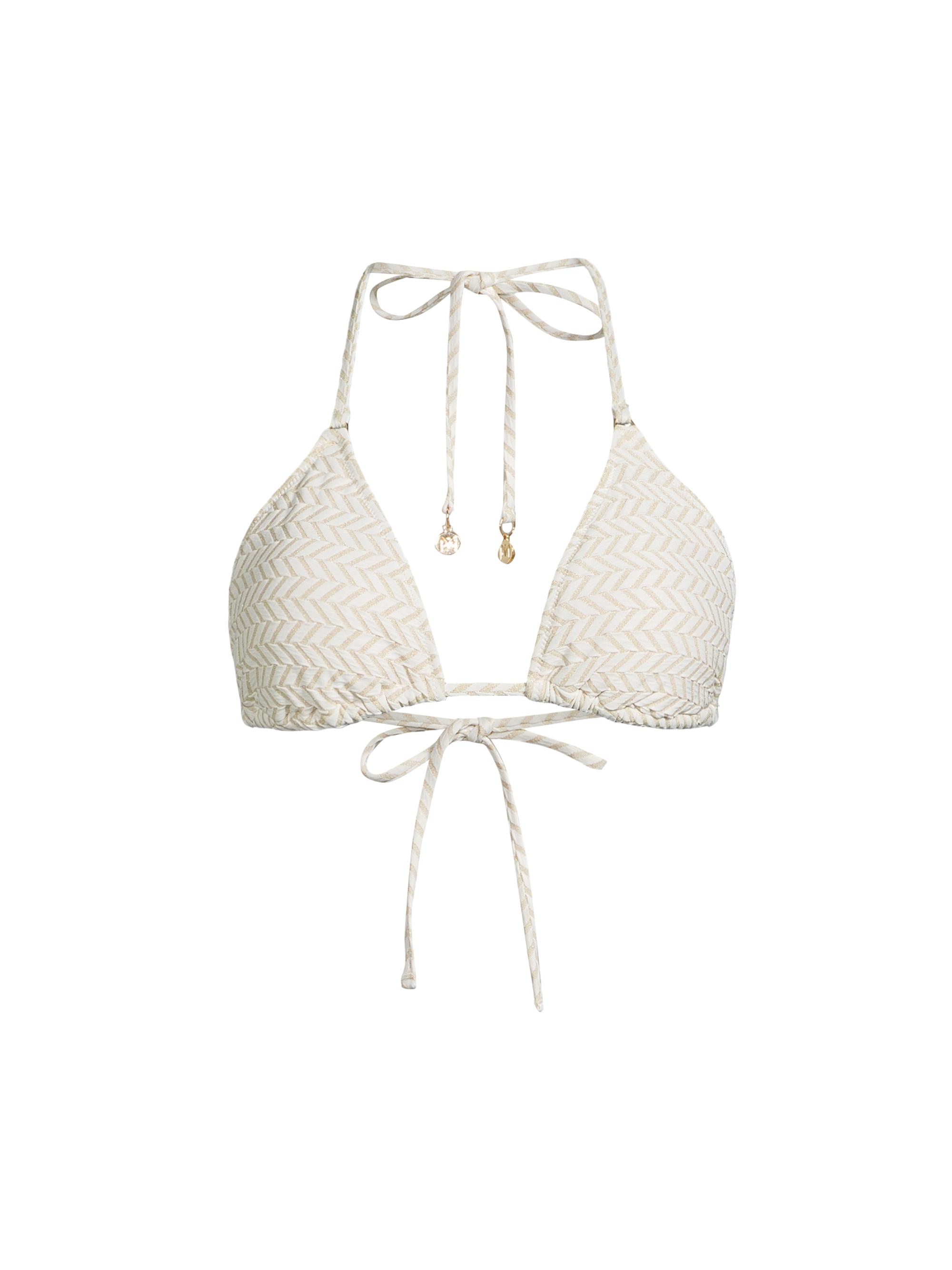 Milly Women's Metallic Herringbone Bikini Top - White Gold