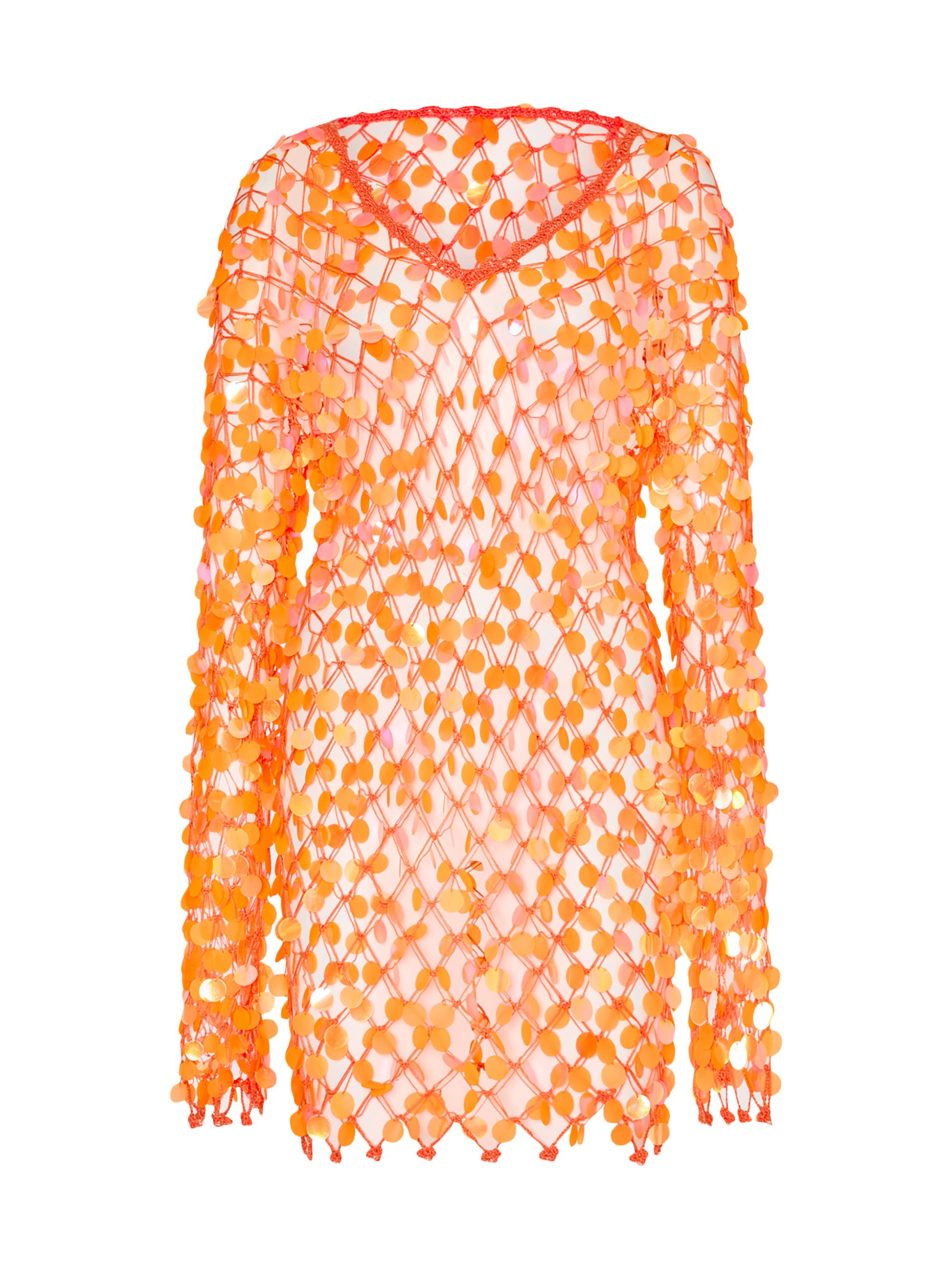 Milly Women's Sequin Cotton-Blend Crochet Minidress - Coral