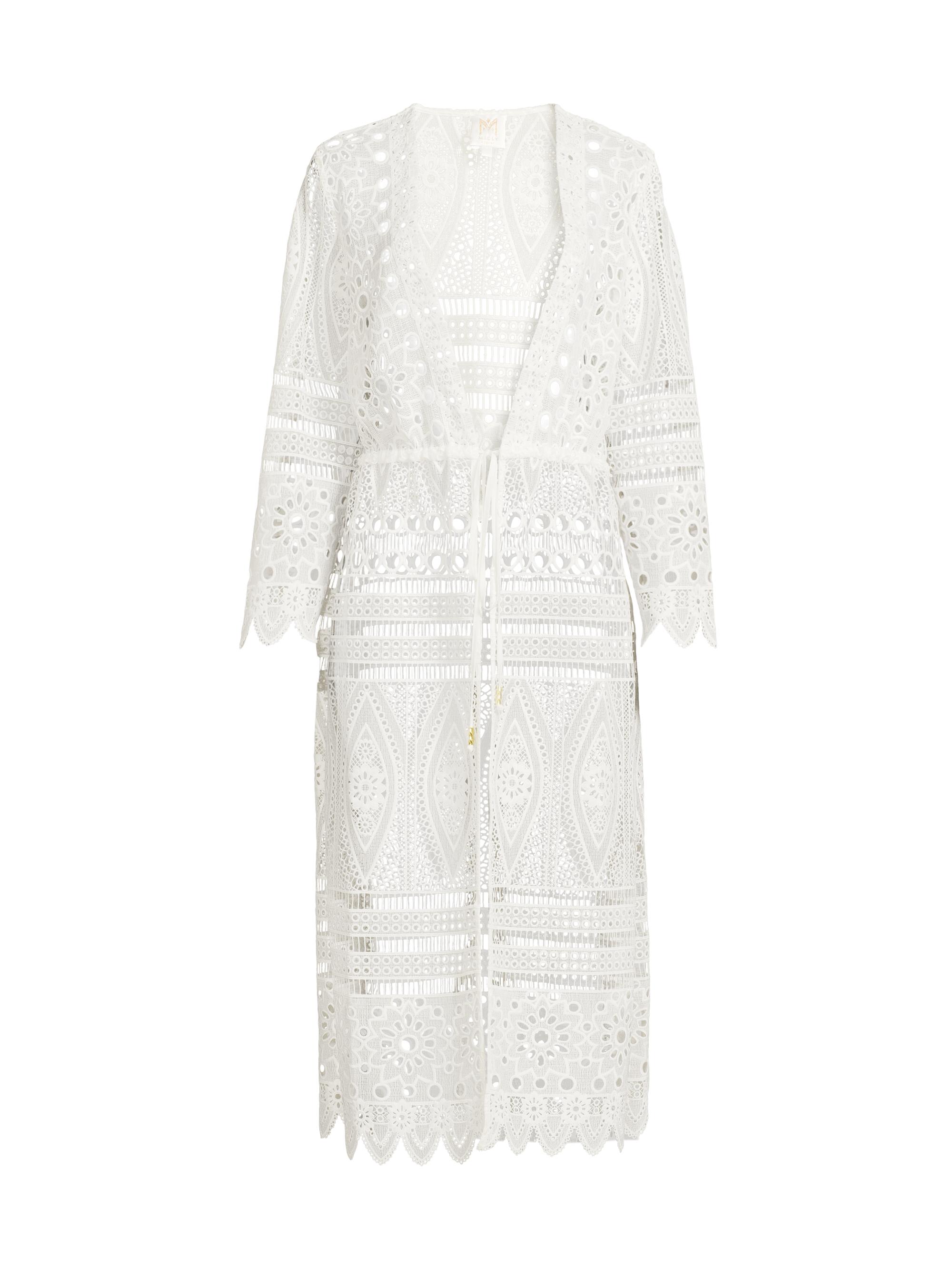 Milly Women's Tiered Lace Coverup - White