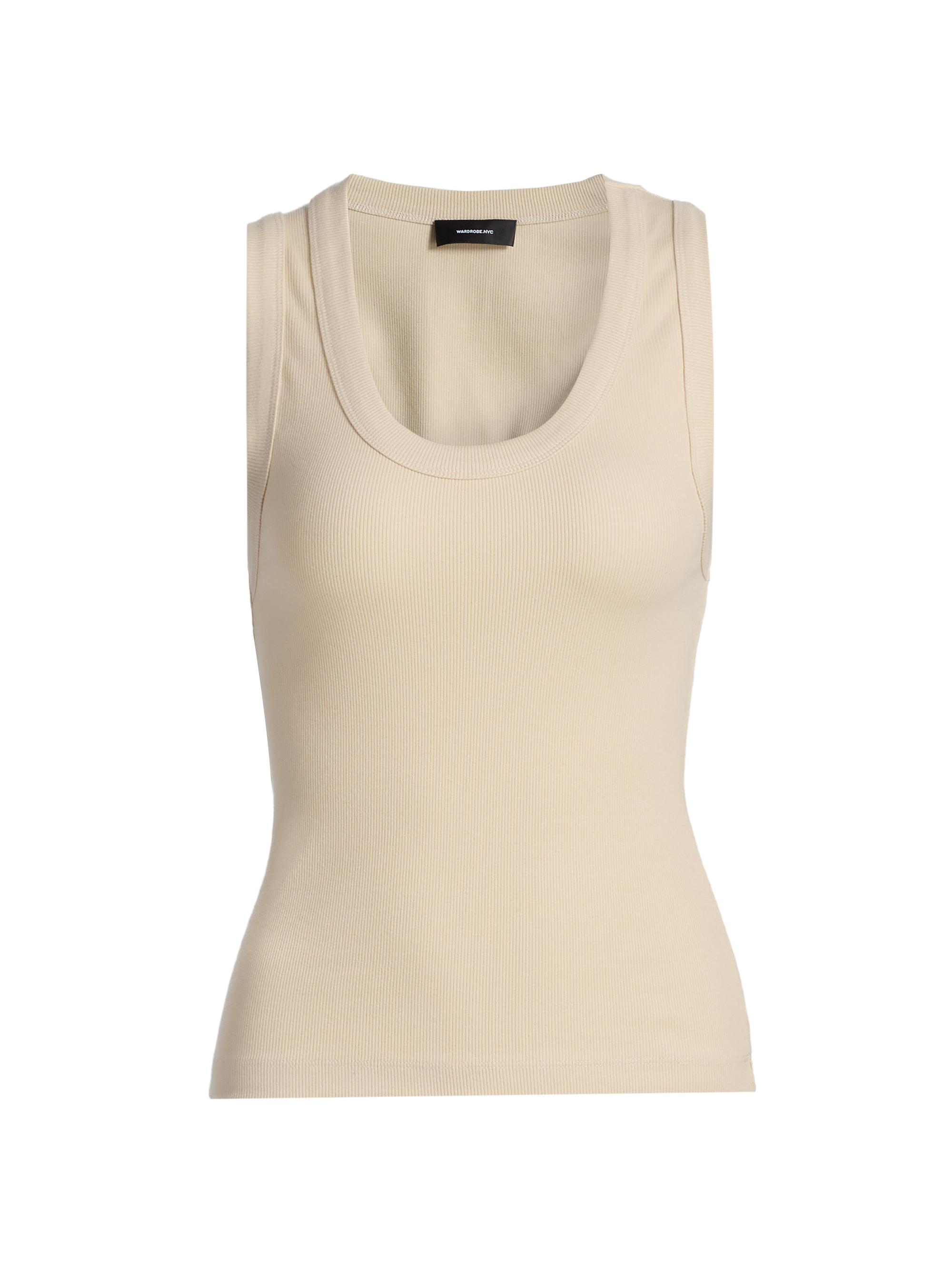 WARDROBE.NYC Women's Scoop Neck Tank - Sand