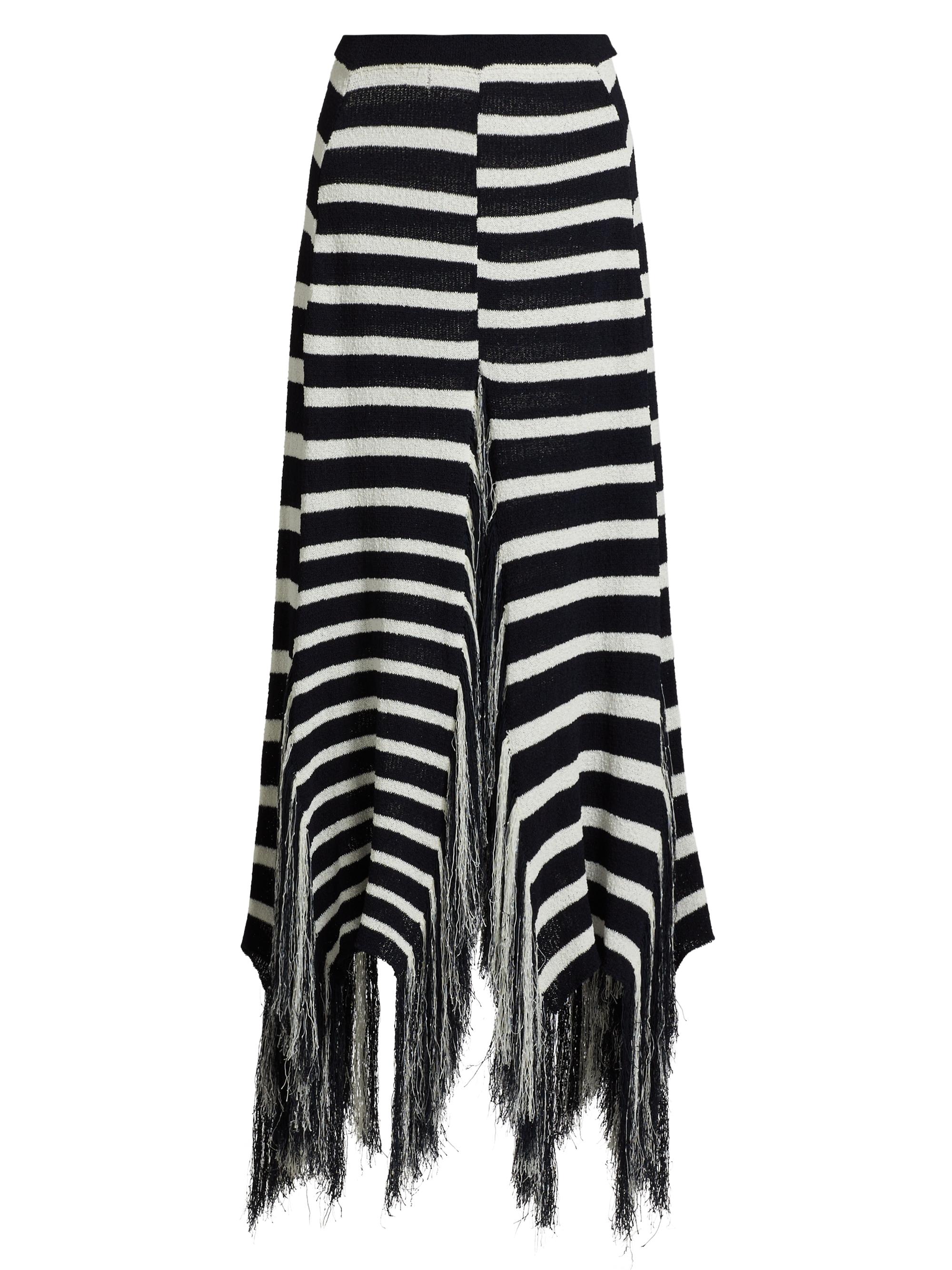 Proenza Schouler Women's Yves Striped Cotton Fringe Maxi Skirt - Navy Multi