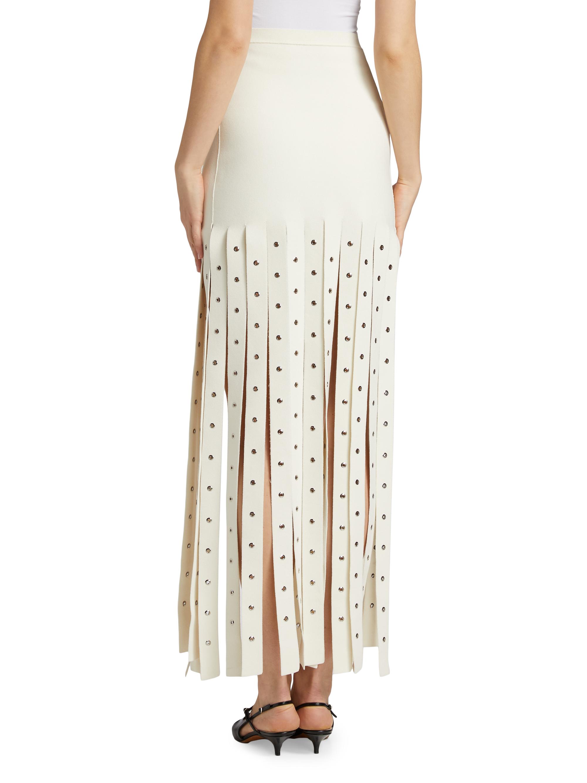 Proenza Schouler Effe Grommet-Embellish Fringe Maxi Skirt | Saks