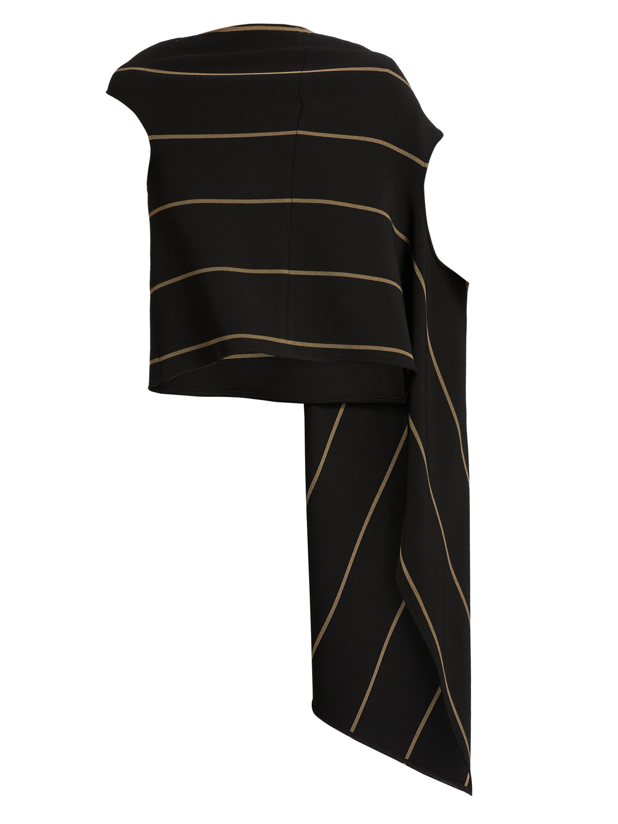 Proenza Schouler Women's Sutton Striped Asymmetric Boatneck Top - Black Multi