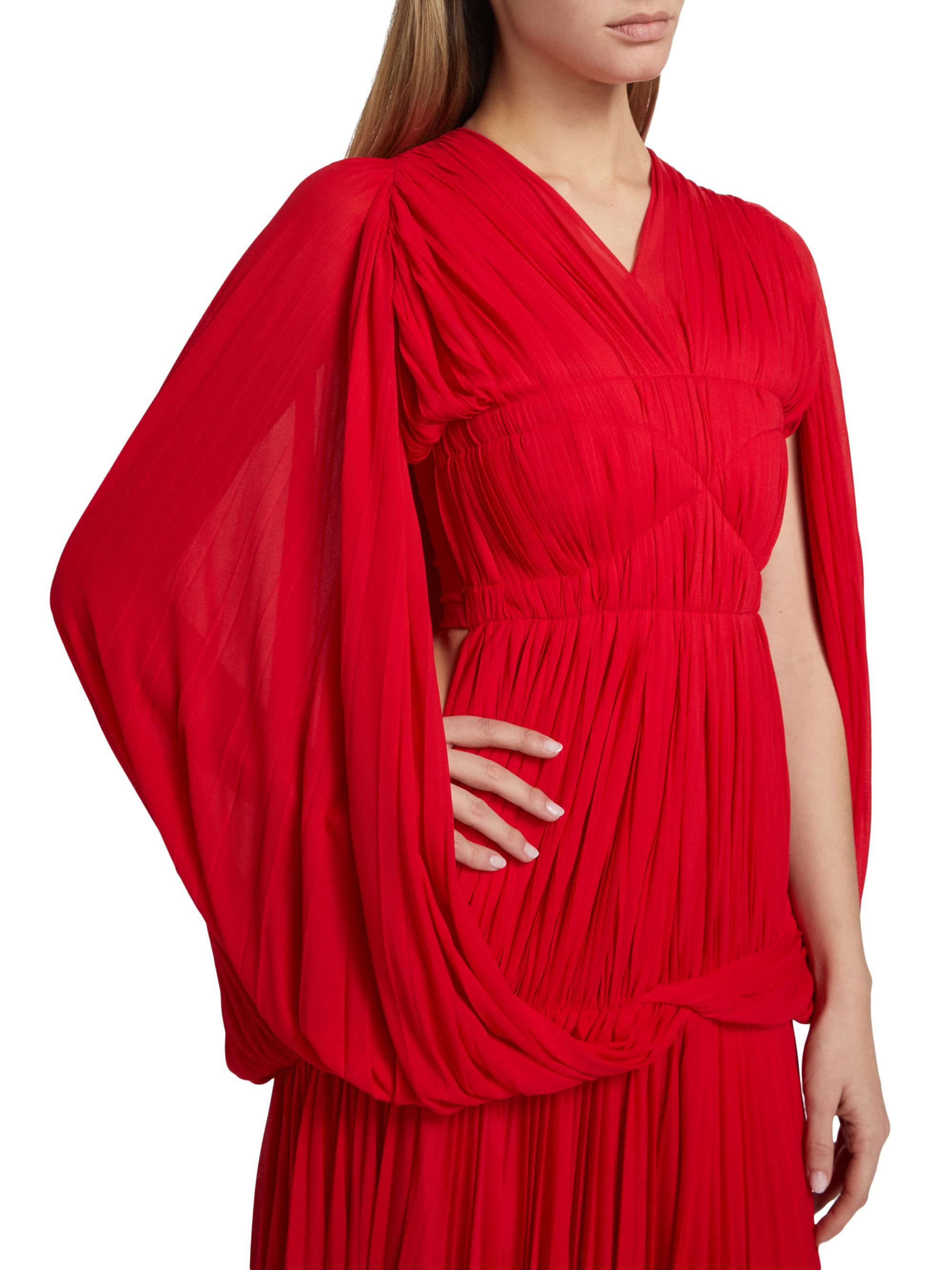 Proenza Schouler Rumi Pleated Jersey Cape Maxi Dress Saks Fifth