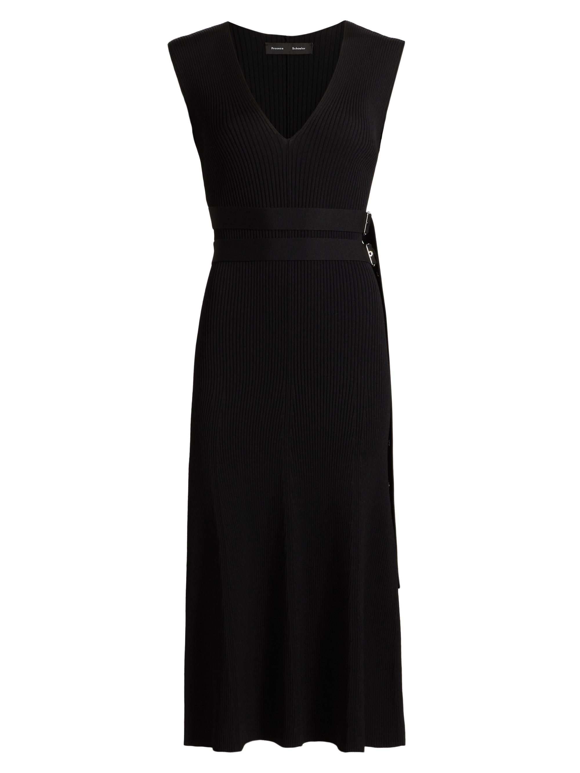 Proenza Schouler Women's Madeline Belted Rib-Knit Sweater Midi-Dress - Black