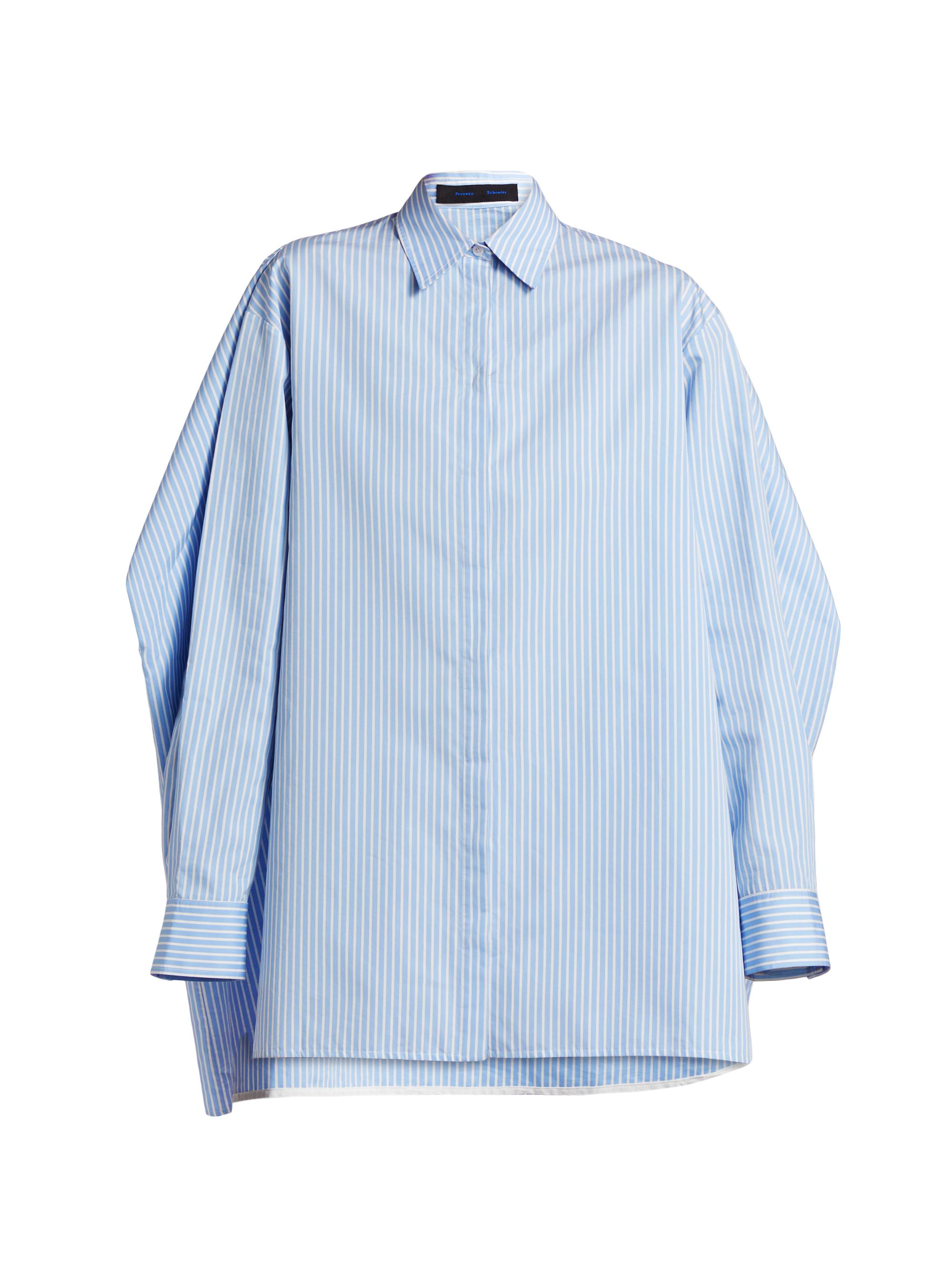 Proenza Schouler Women's Isla Striped Cotton & Silk Poplin Mini-Shirtdress - Pale Blue Multi