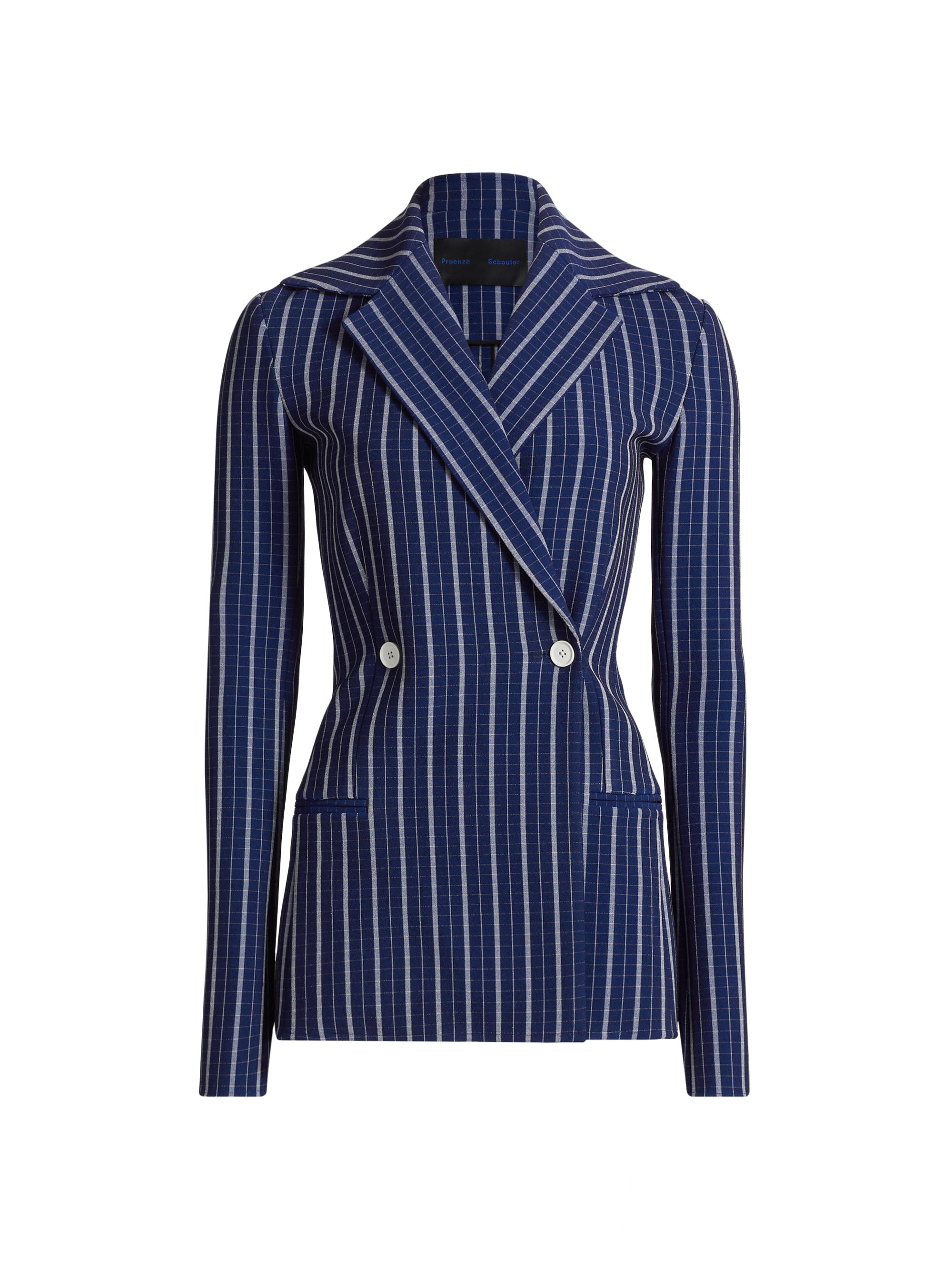 Proenza Schouler Women's Marine Plaid Double-Breasted Jacket - Cobalt Multi