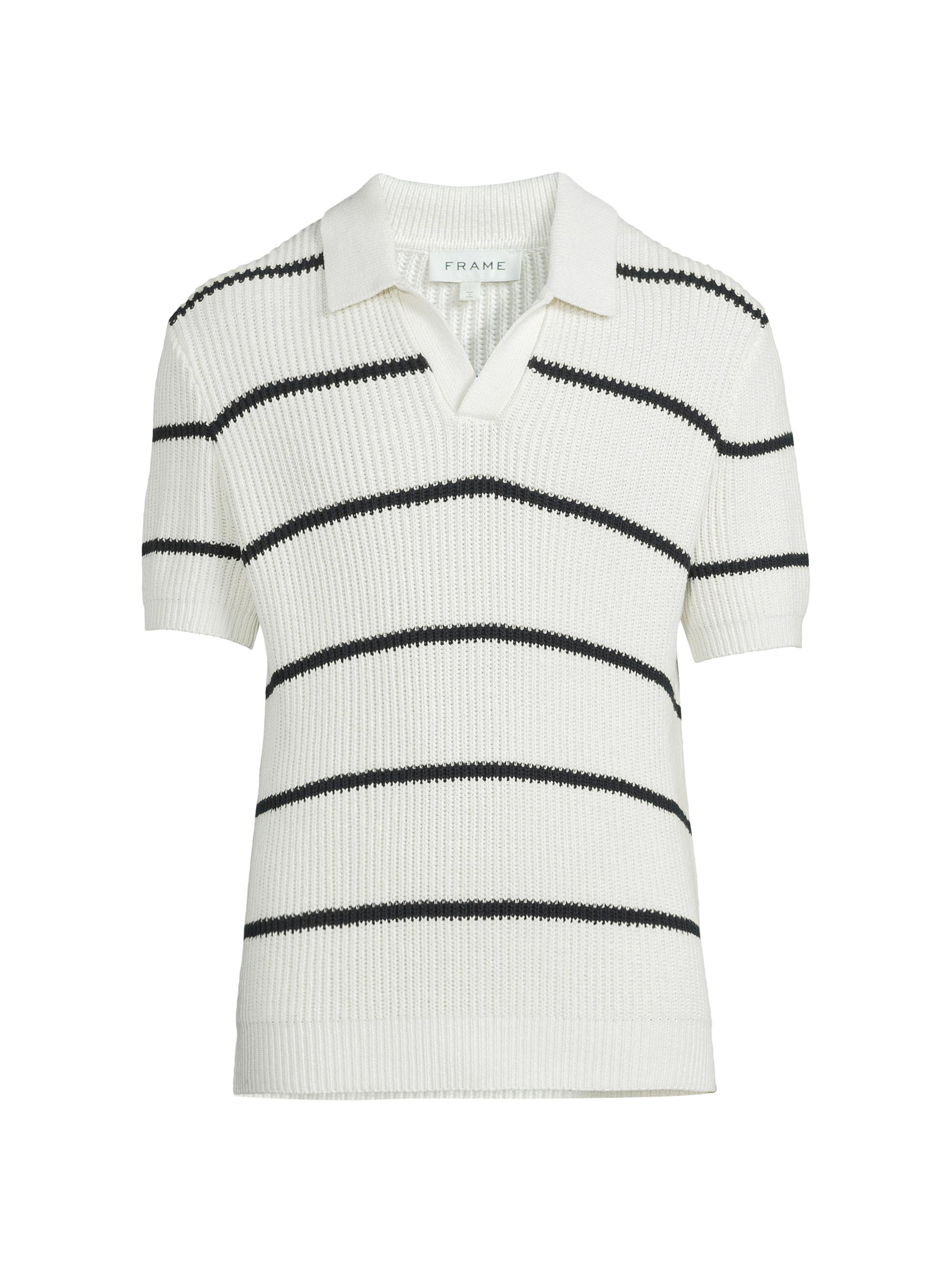 Frame Men's Striped Polo Sweater - Black Stripe