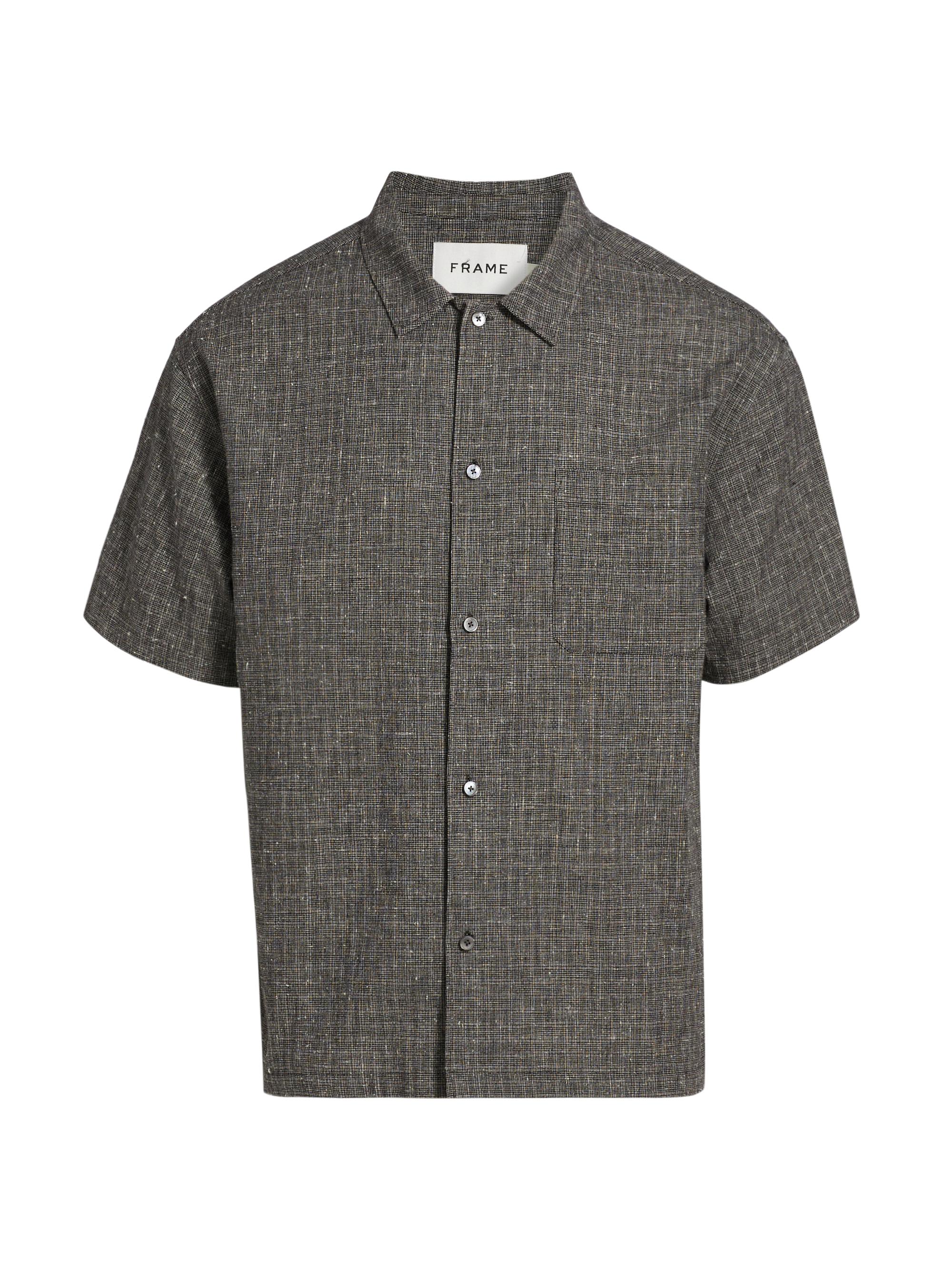 Frame Men's Cotton & Linen Button-Front Shirt - Black Multi
