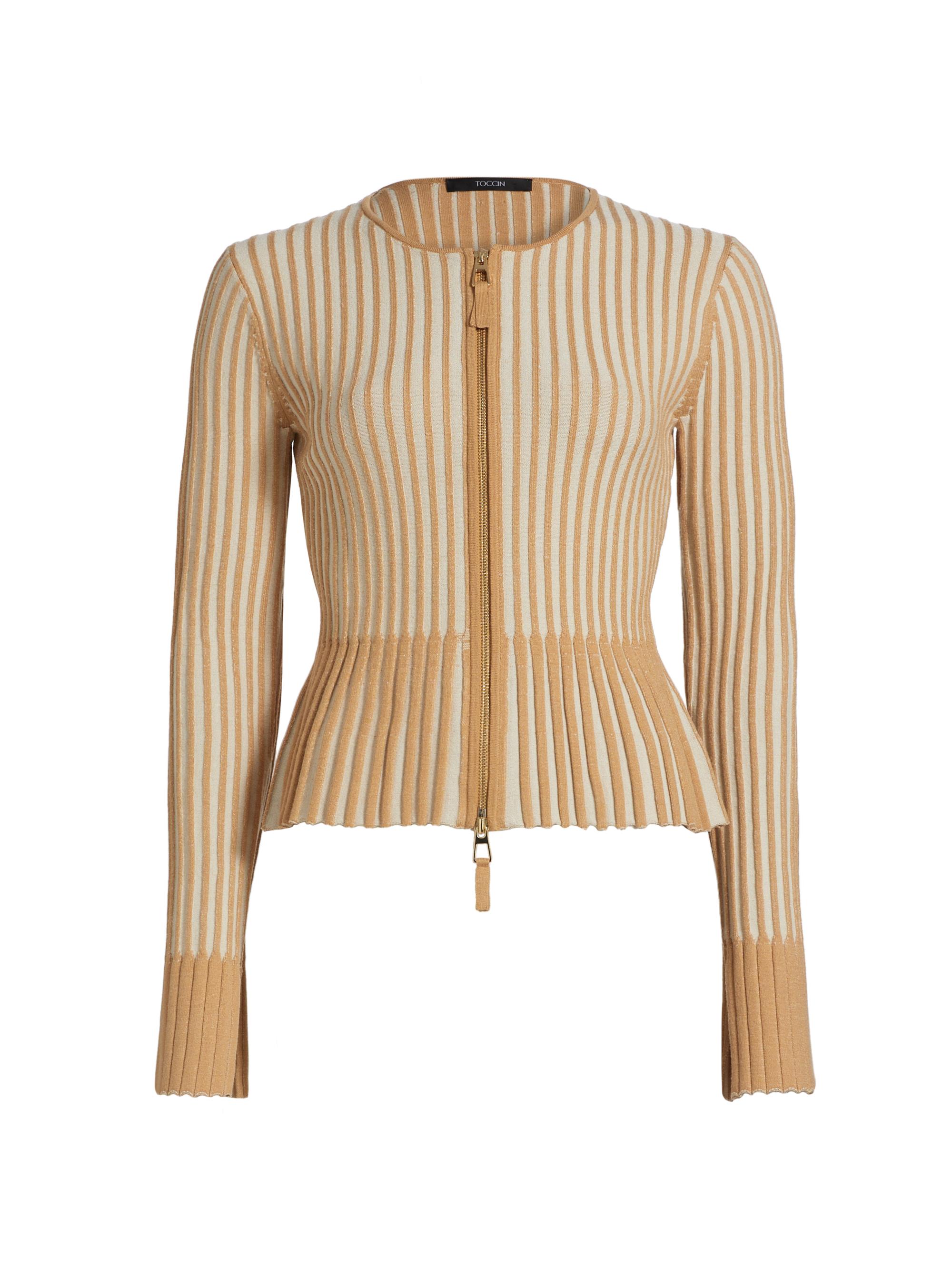 Toccin Women's Priscilla Rib-Knit Zip-Up Cardigan - French Brown Parchment
