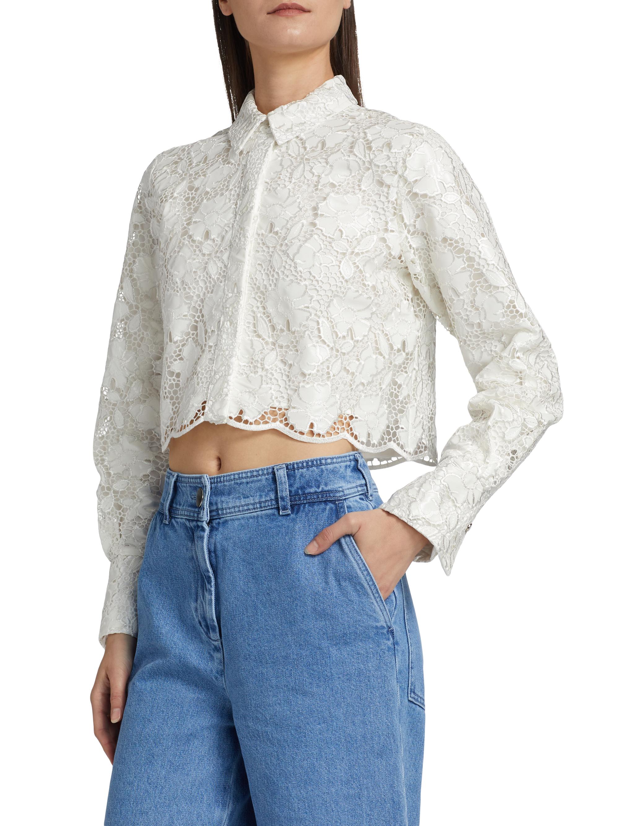 Toccin Beatrix Long-Sleeve Floral Lace Top | Saks Fifth Avenue