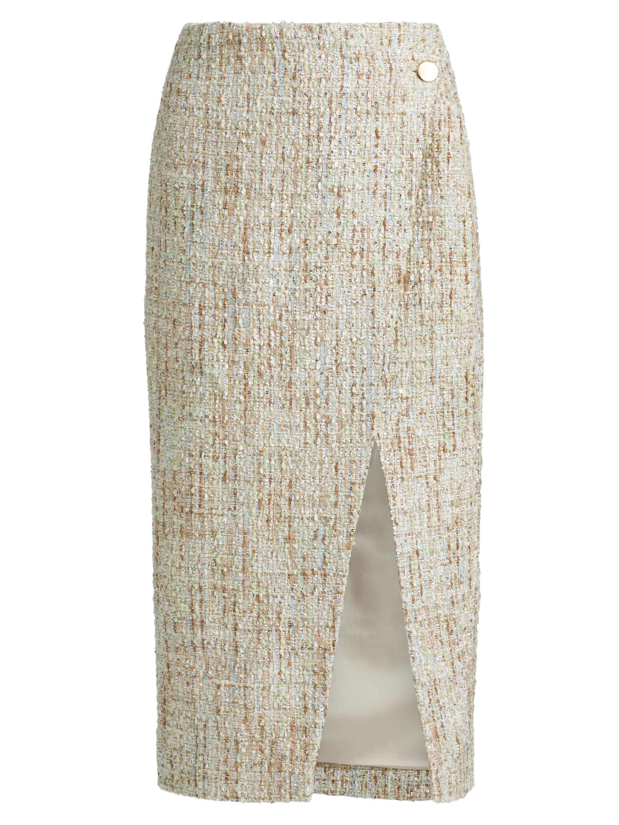 Toccin Women's Kate Tweed Button Wrap Skirt - Ice Blue Multi