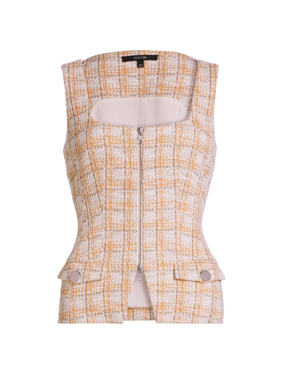 トップス pois Tweed vest pois ポワ ツイードベスト tweed vest ブルー pois ポワ Tweed vest