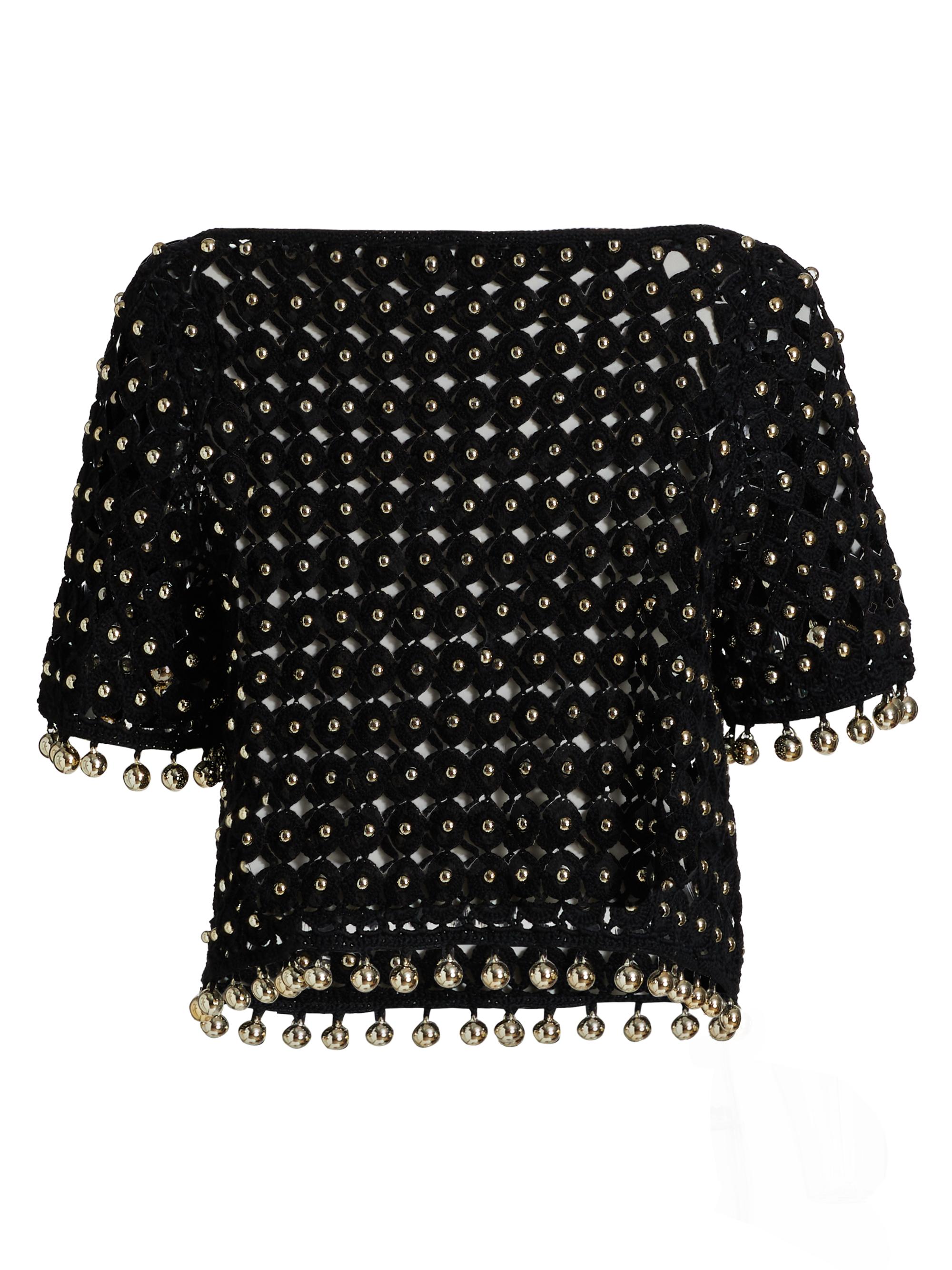 Toccin Women's Coco Beaded Cotton Boatneck Top - Optic Silver