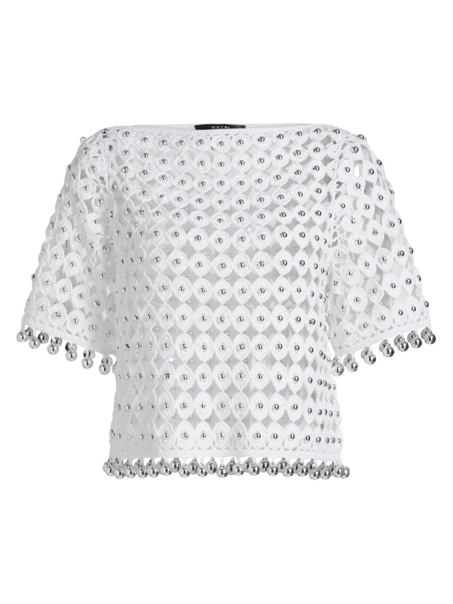 Toccin Women's Coco Beaded Cotton Boatneck Top