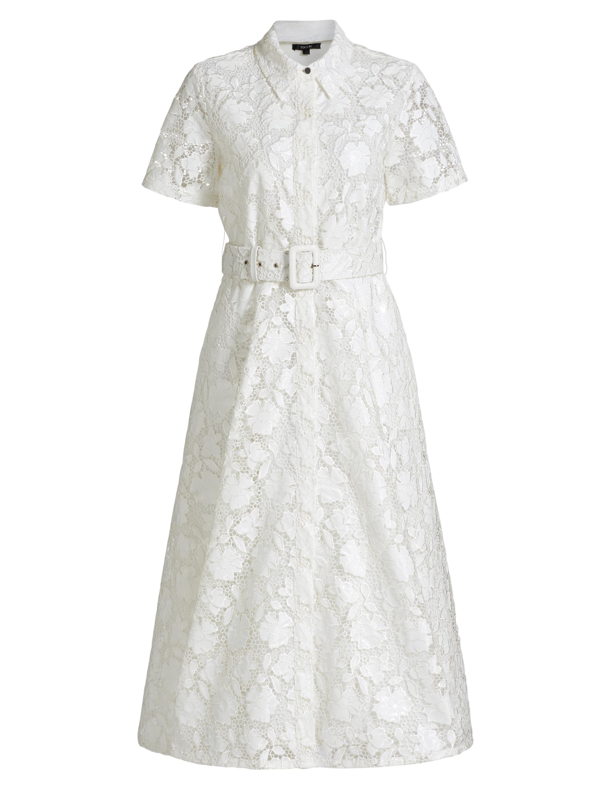 floral lace belted dress Cotton Floral Lace Belted Dress main image 0