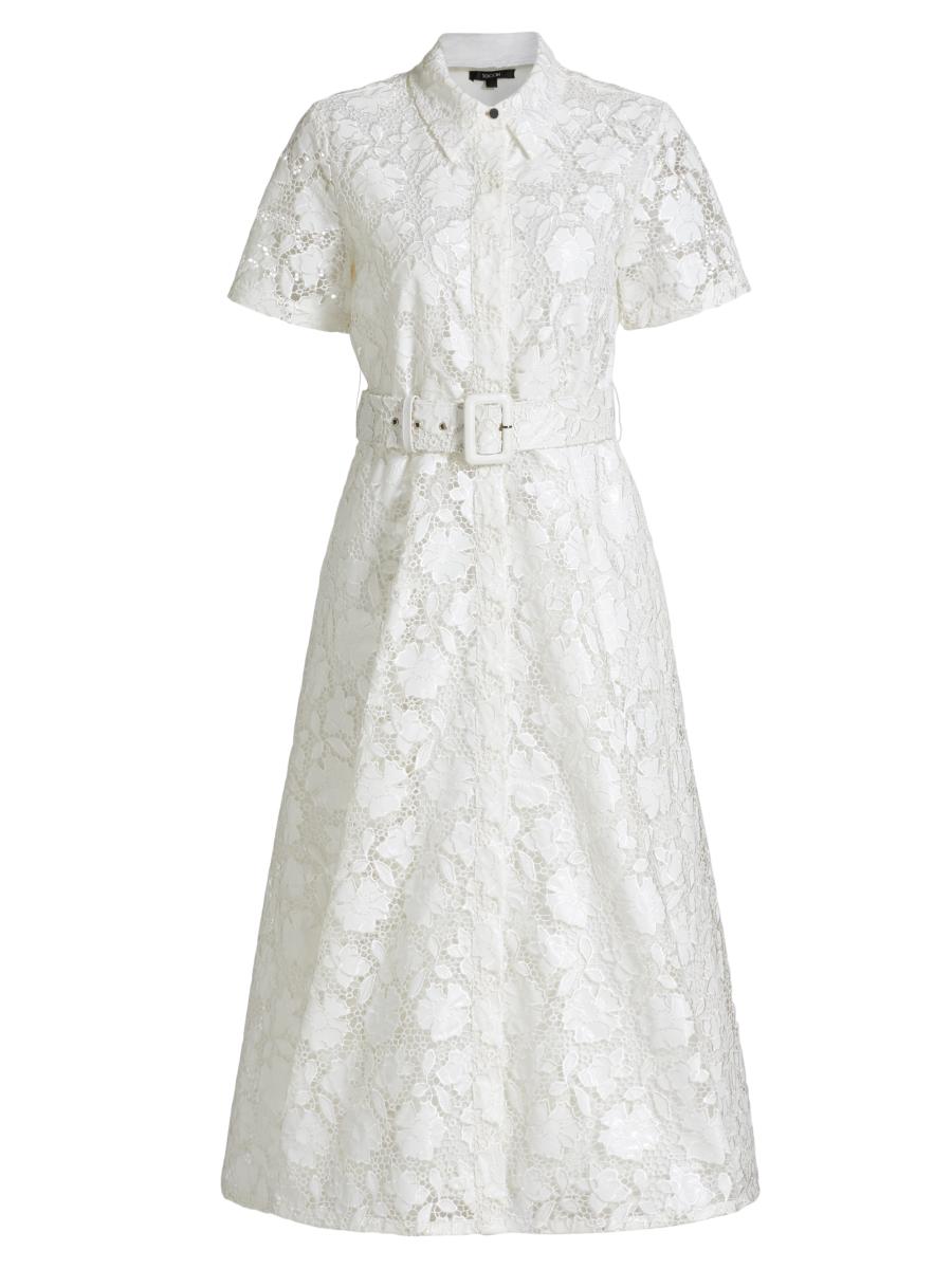 Toccin Jean Floral Lace Belted Shirtdress | Saks Fifth Avenue
