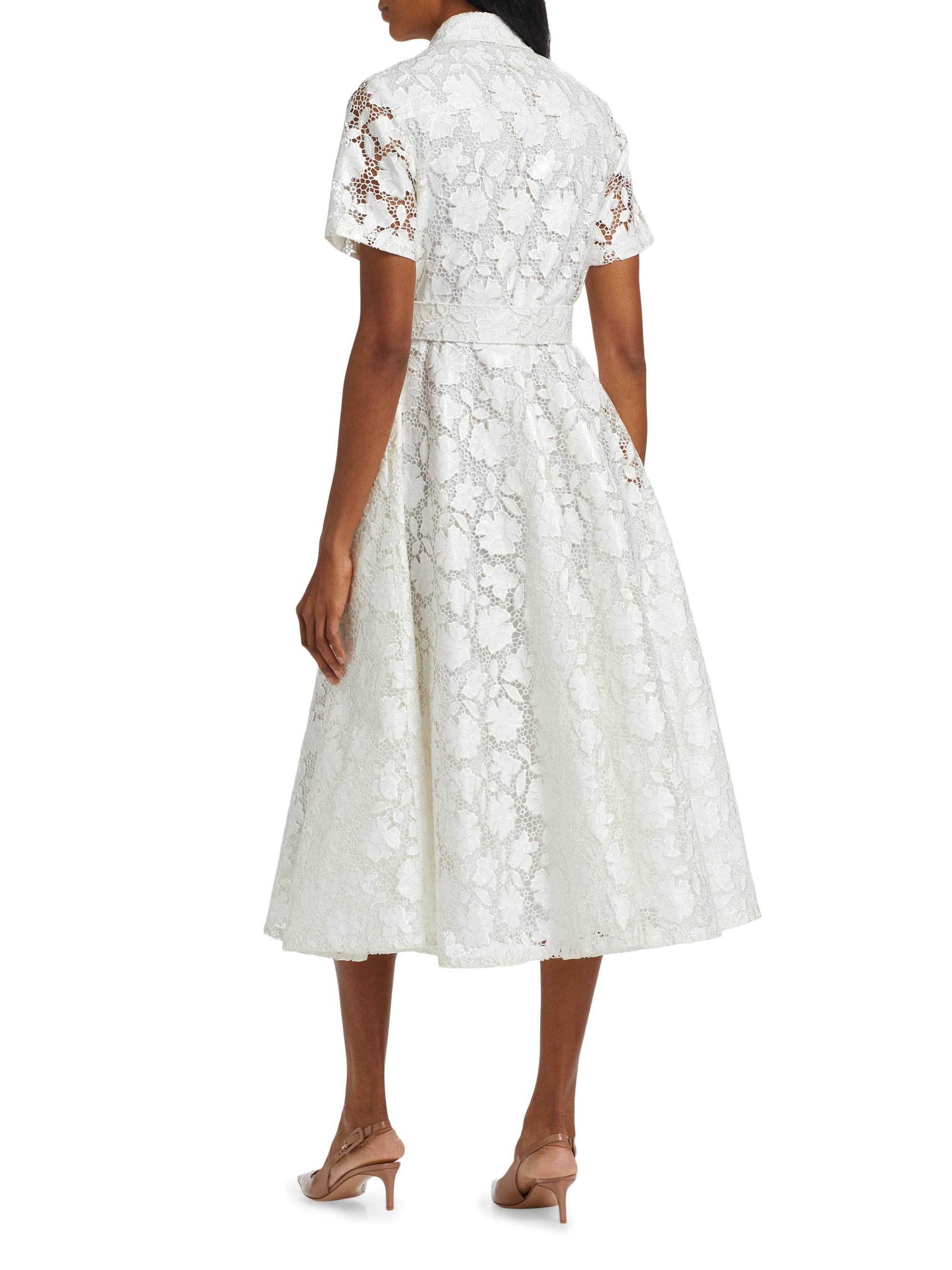 Toccin Jean Floral Lace Belted Shirtdress | Saks Fifth Avenue