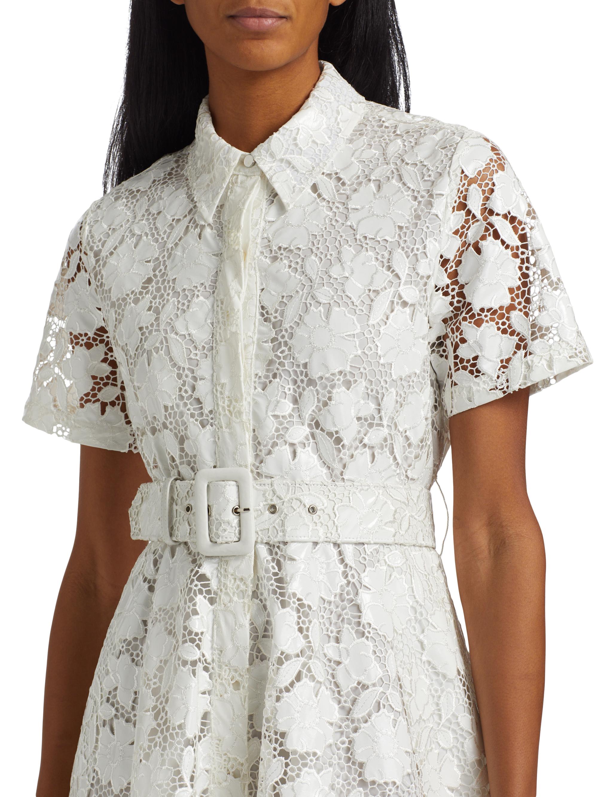Toccin Jean Floral Lace Belted Shirtdress | Saks Fifth Avenue