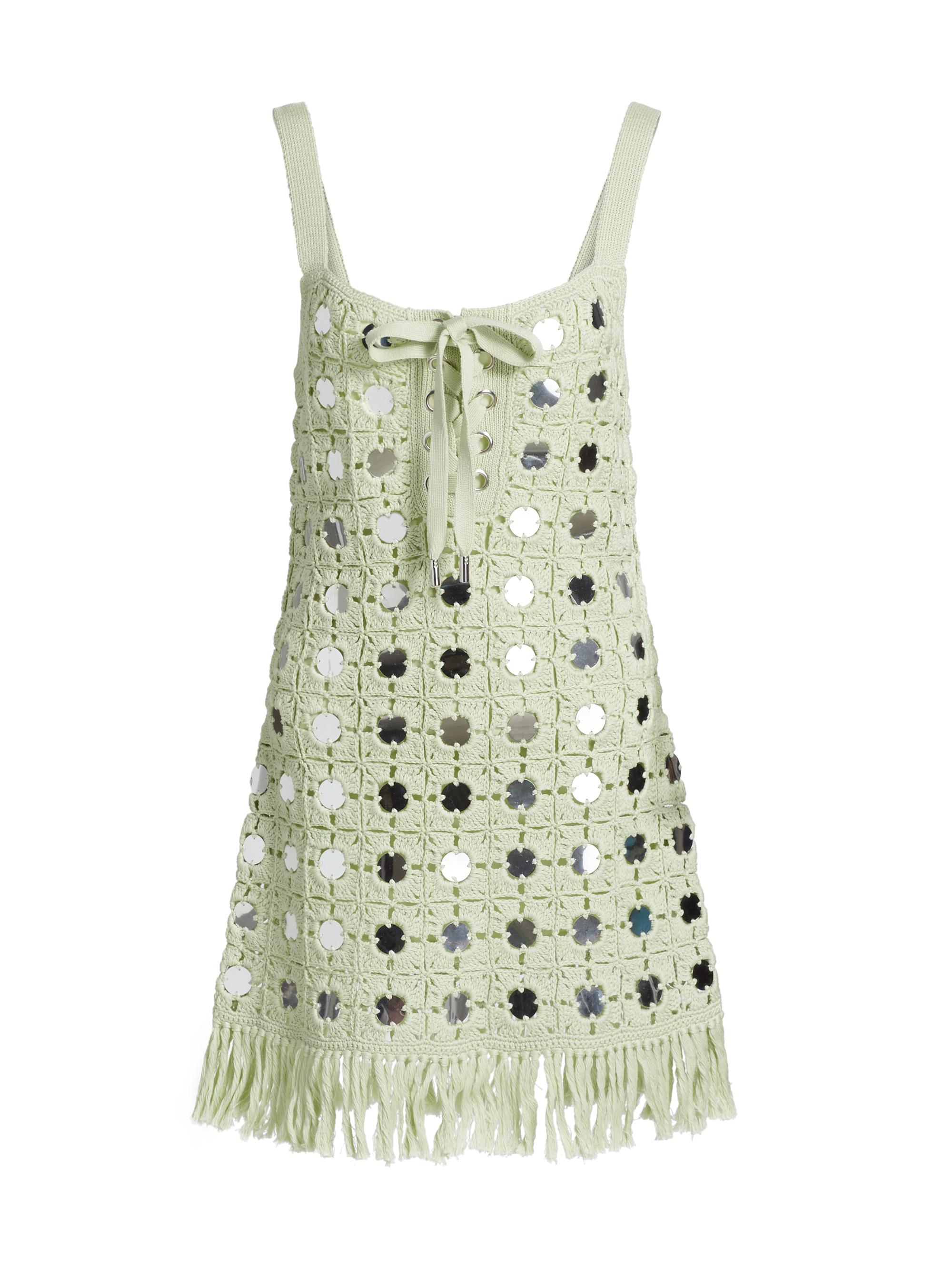 Toccin Women's Brinkley Mirror Crochet Fringed Minidress - Mint