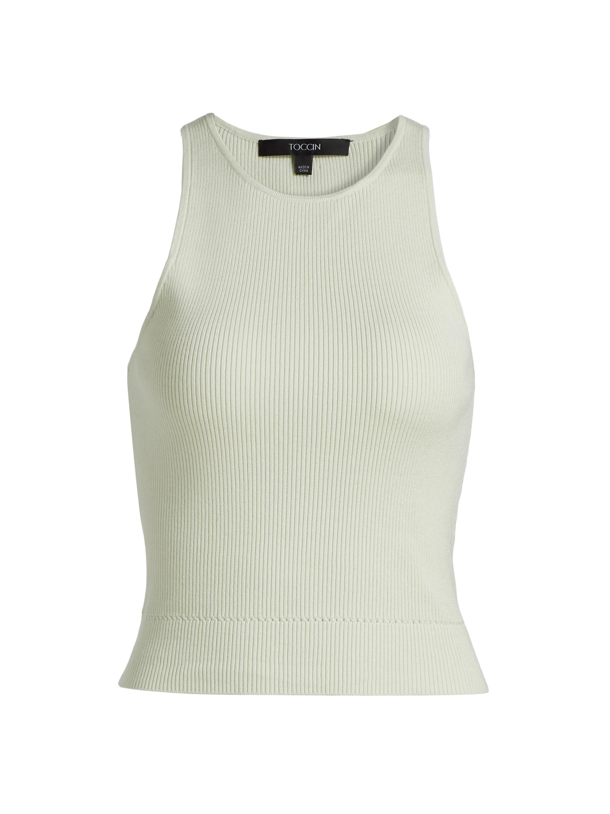 Toccin Women's Avery Rib-Knit Racerback Crop Tank - Mint