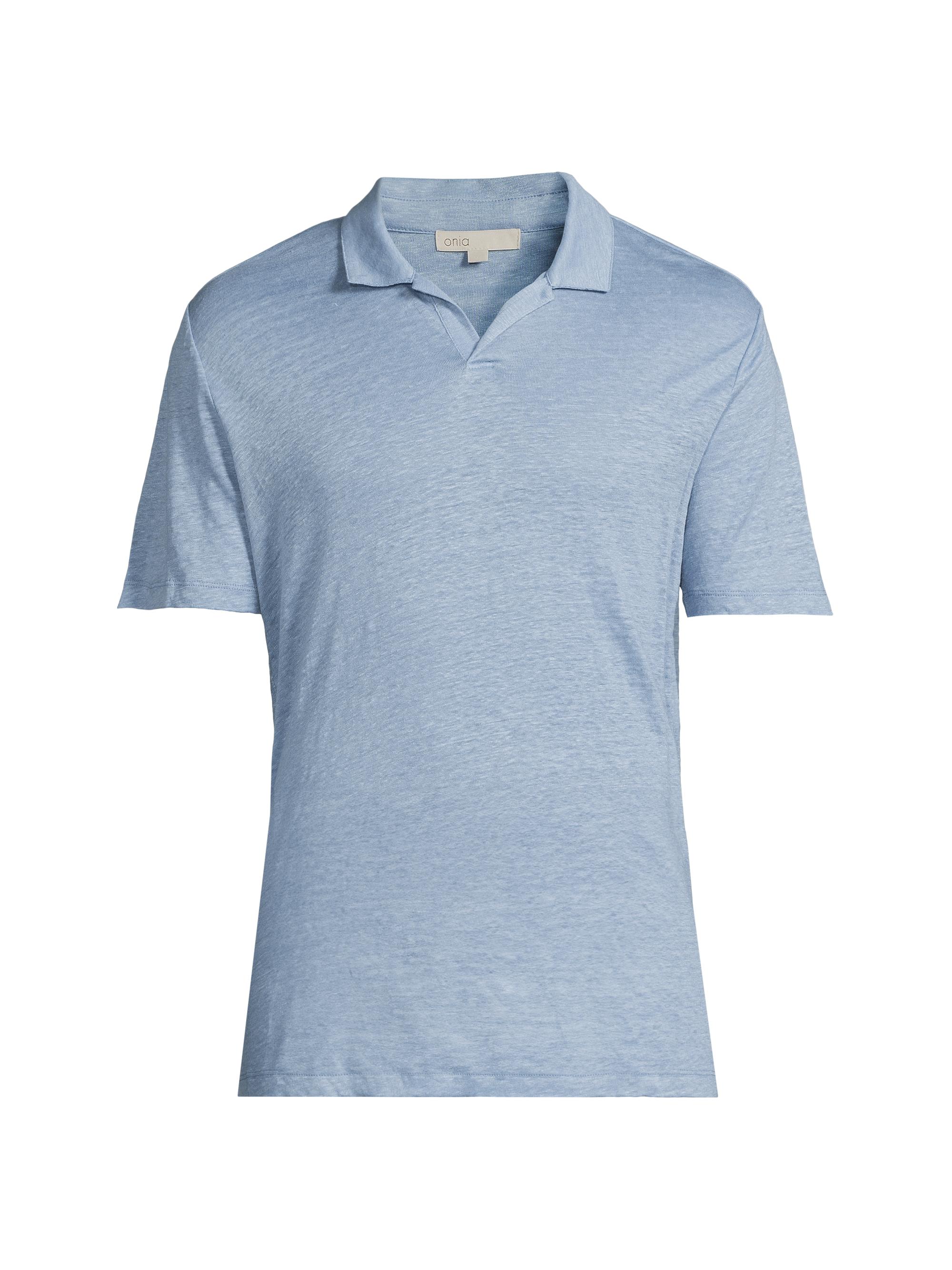 Onia Men's Shaun Linen Polo Shirt - Dusty Blue