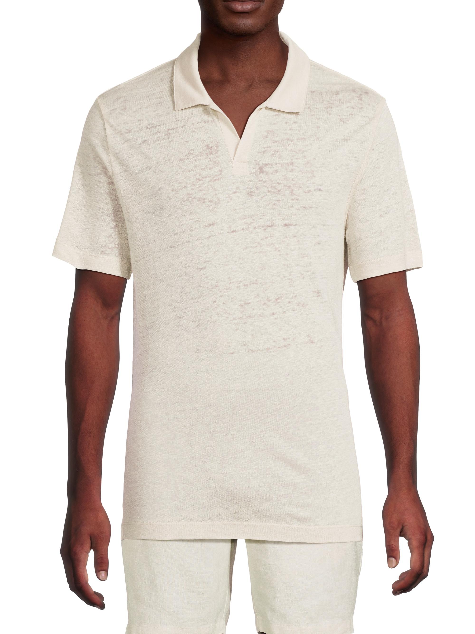 Onia Men's Shaun Linen Polo Shirt - Stone | Thumbnail 3