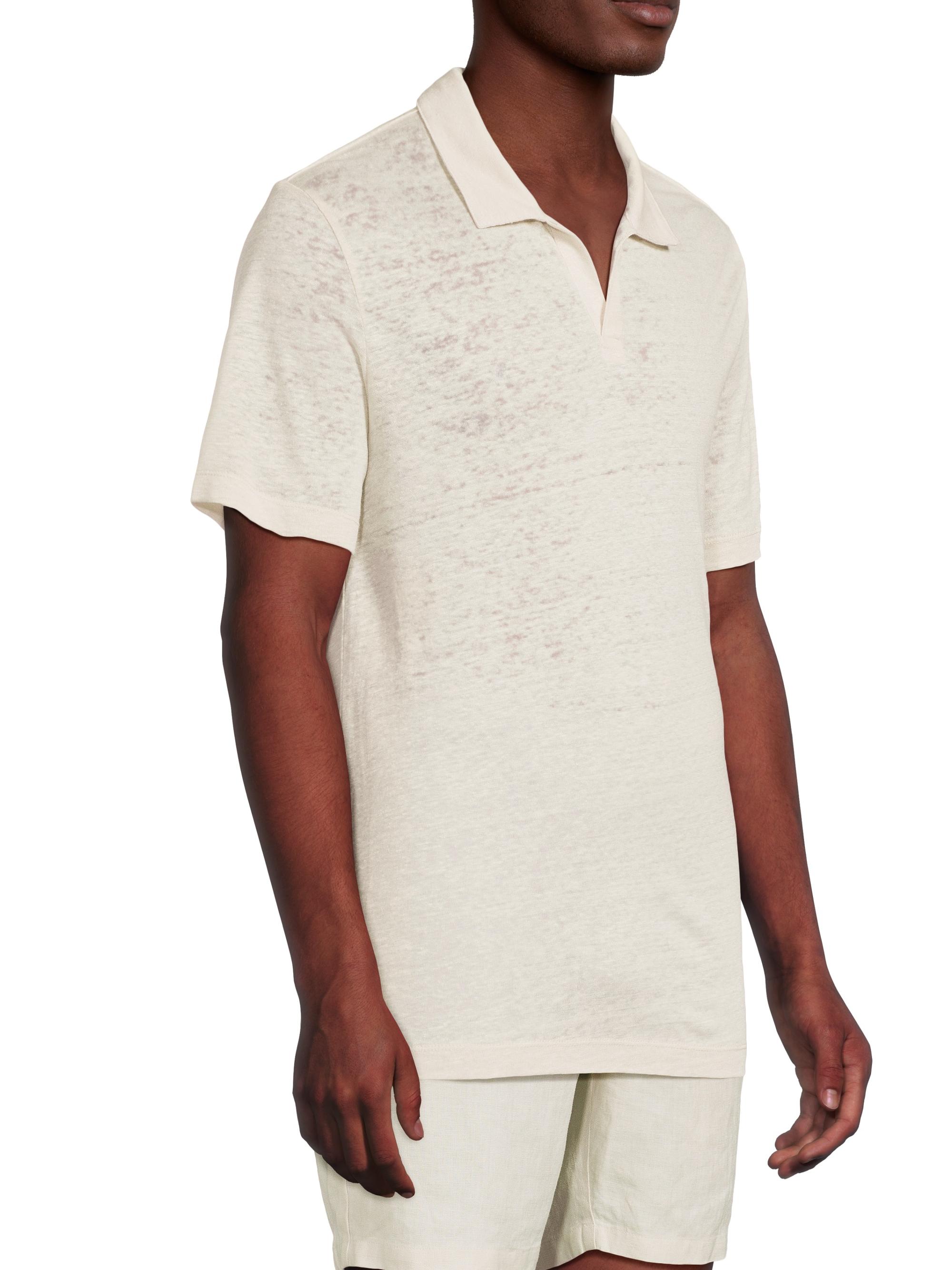Onia Men's Shaun Linen Polo Shirt - Stone | Thumbnail 4