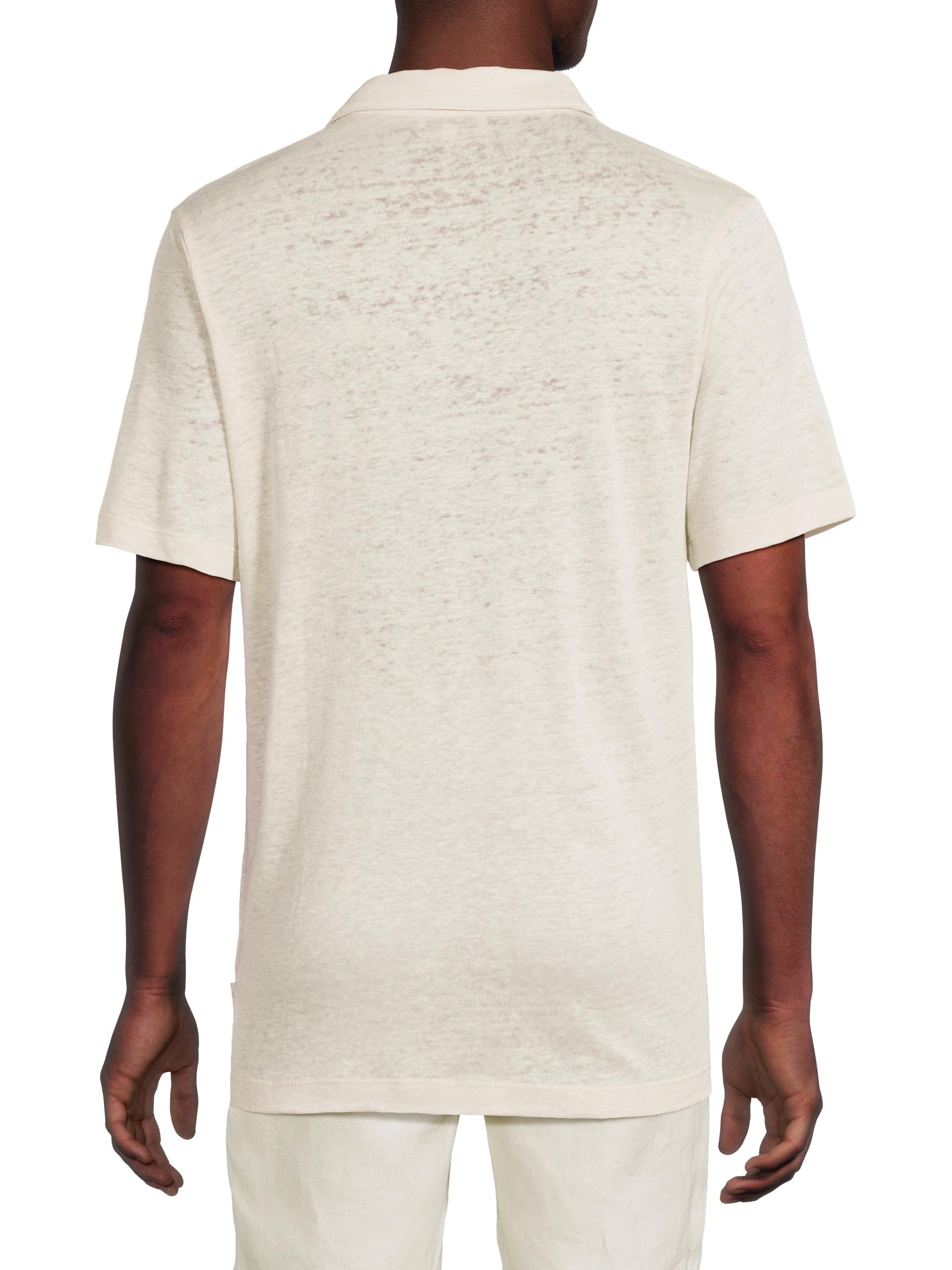 Onia Men's Shaun Linen Polo Shirt - Stone | Thumbnail 5