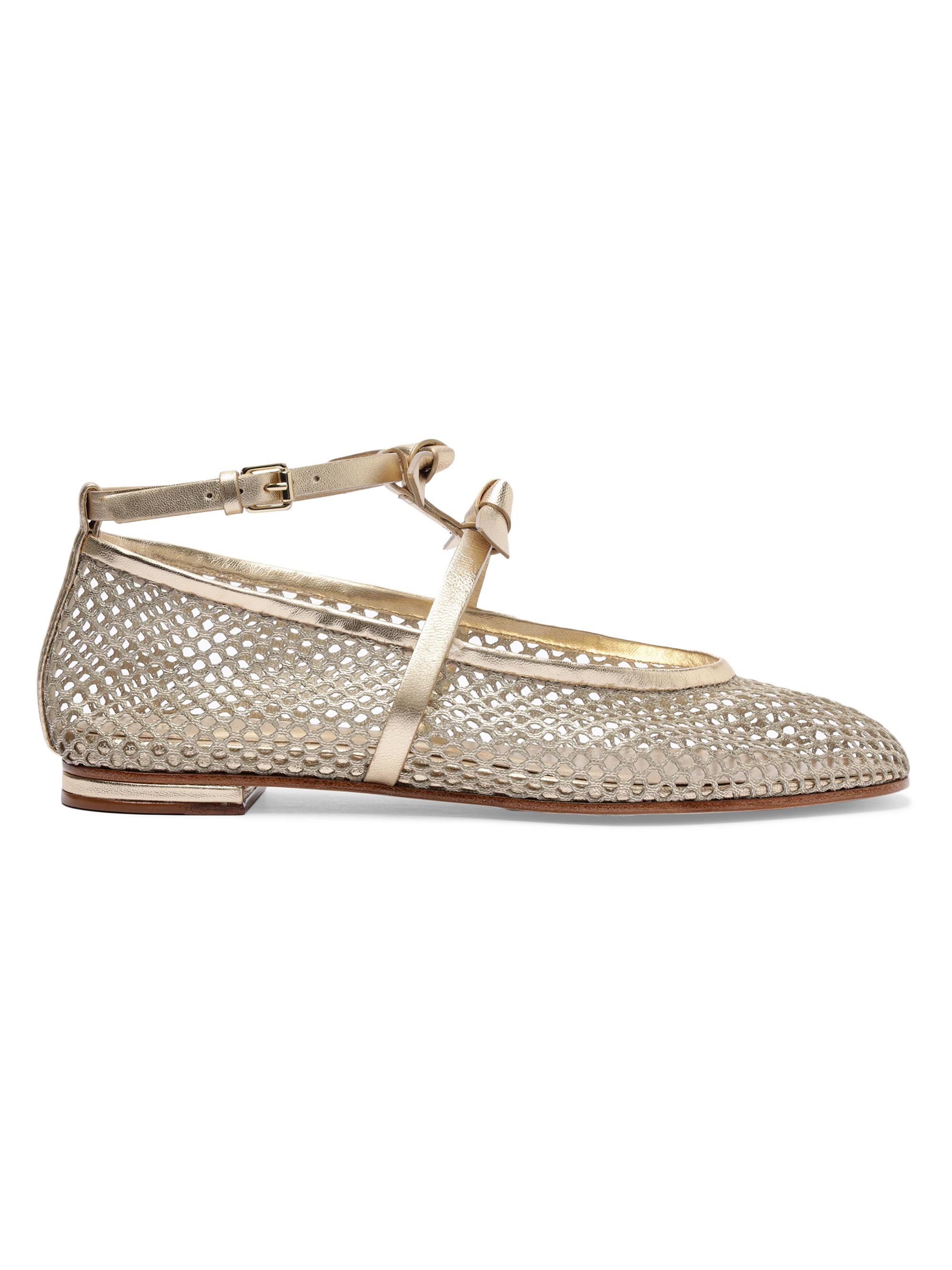 Alexandre Birman Women's Clarita Mesh Ballet Flats - Golden