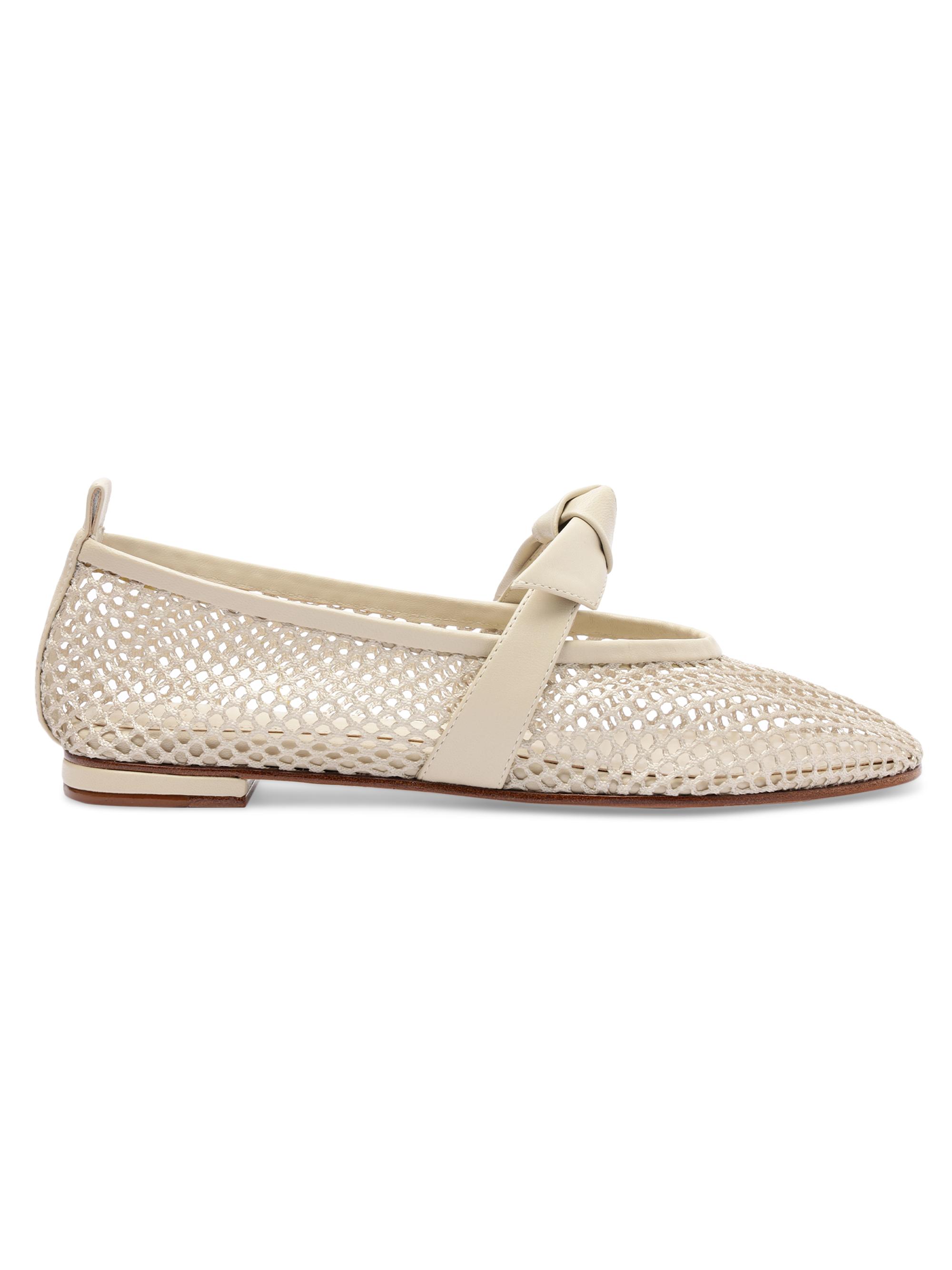 Alexandre Birman Women's Clarita Fishnet Leather Ballerina Flats - Dove