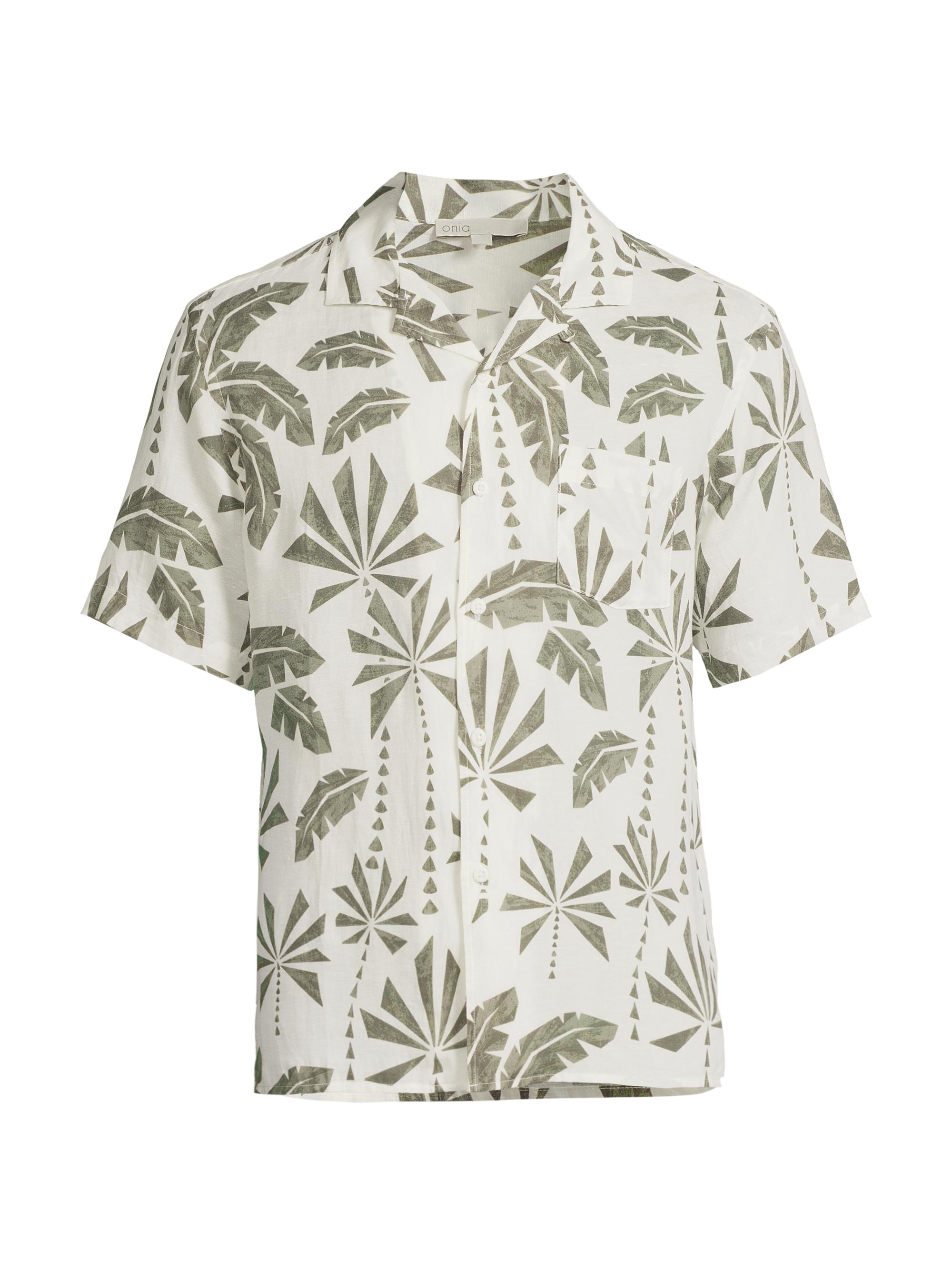 Onia Men's Air Linen-Blend Vacation Shirt - Olive Multi