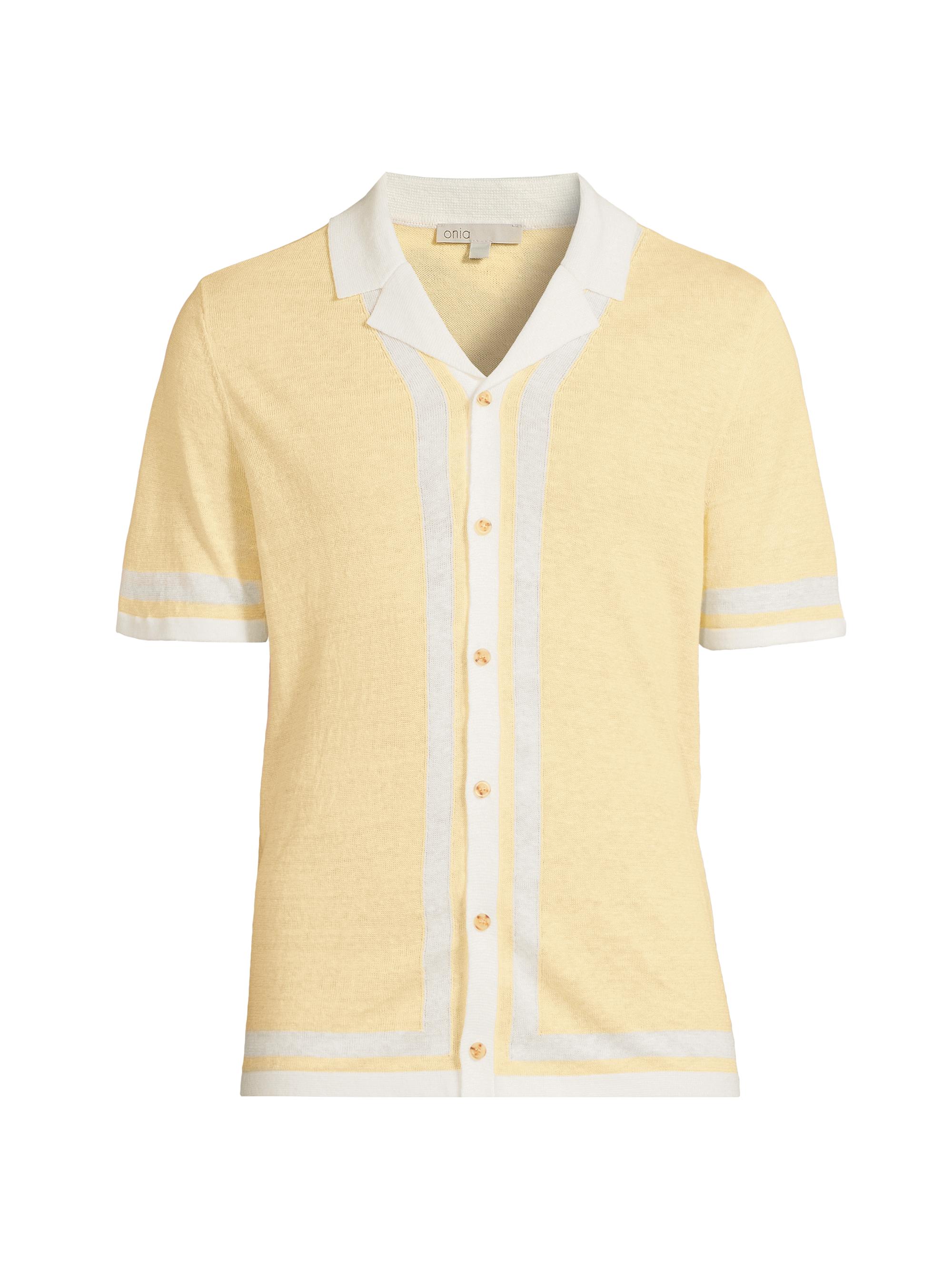 Onia Men's Linen Knit Camp Shirt - Sunshine White