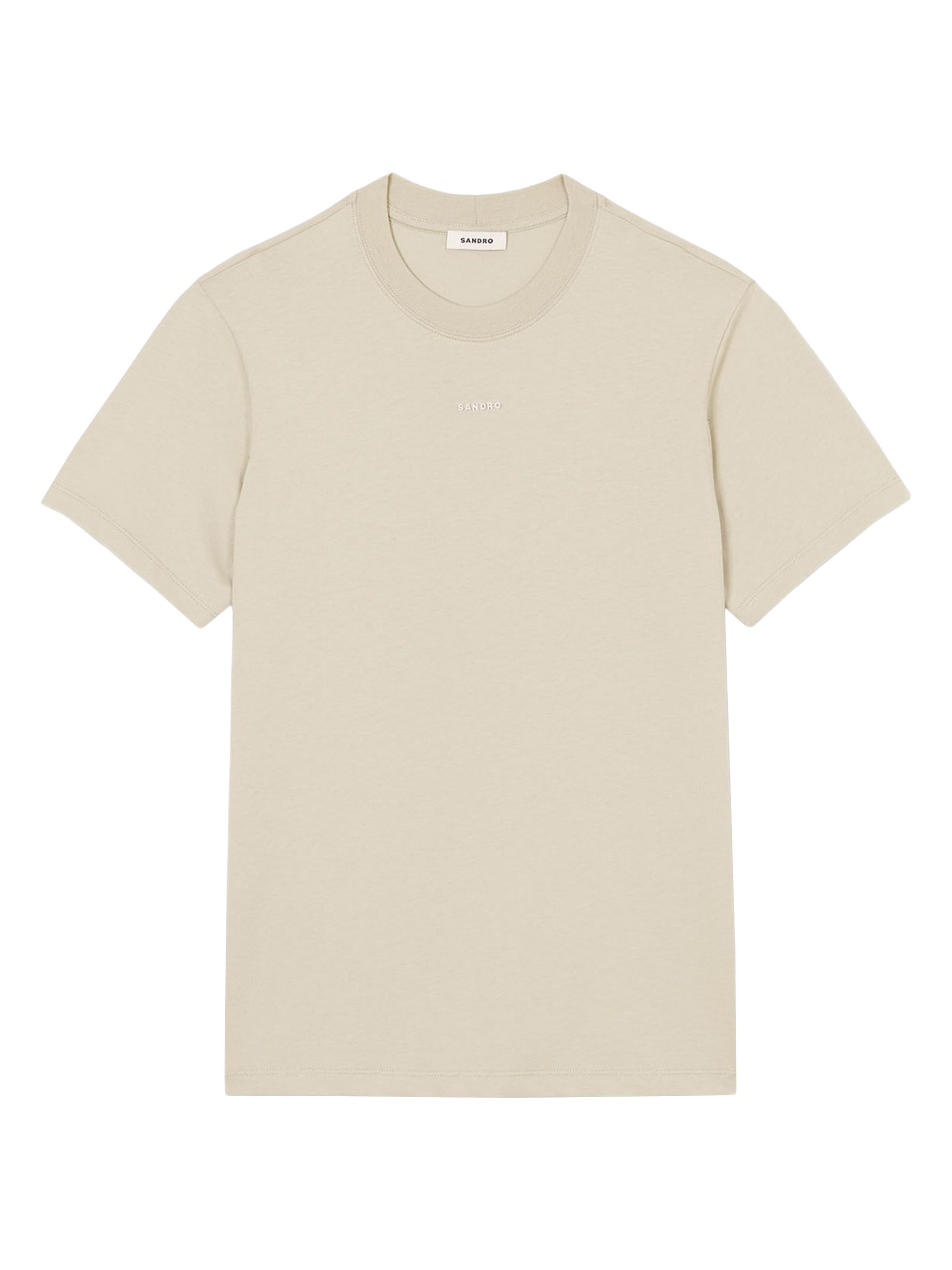 Sandro Men's Cotton T-Shirt with Logo - Chocolate