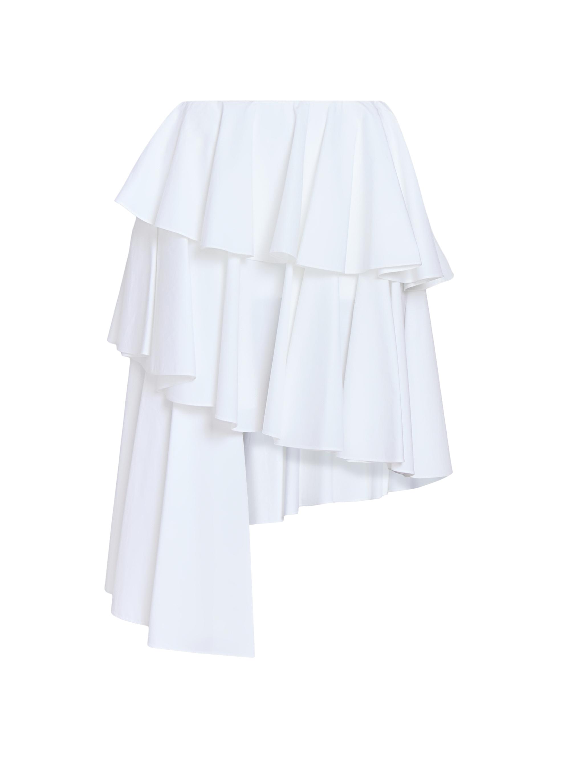 Alaïa Women's Spiral Asymmetrical Tiered Cotton Midi-Skirt - Blanc