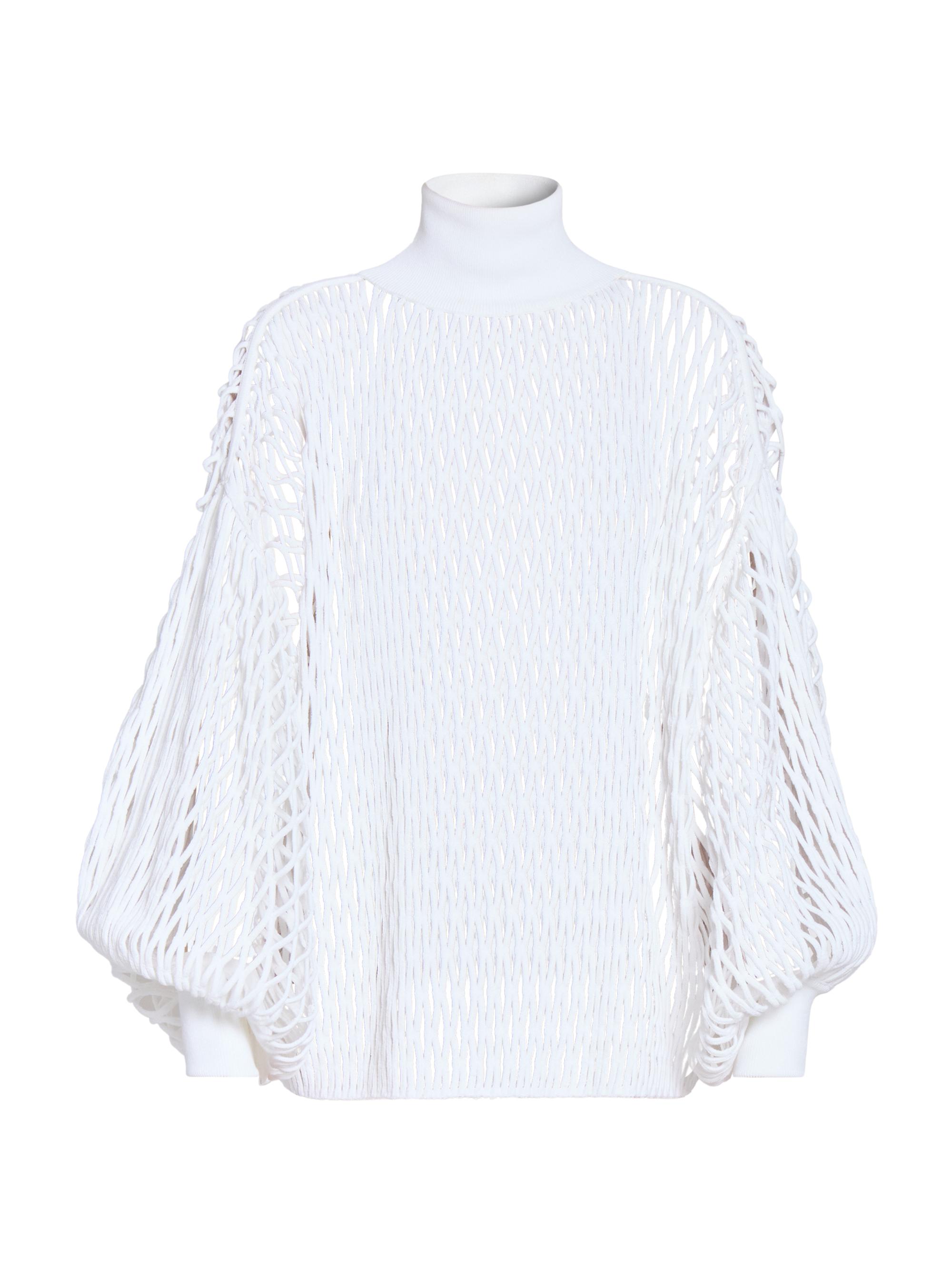 Alaïa Women's Loose Fishnet Sweater - Blanc