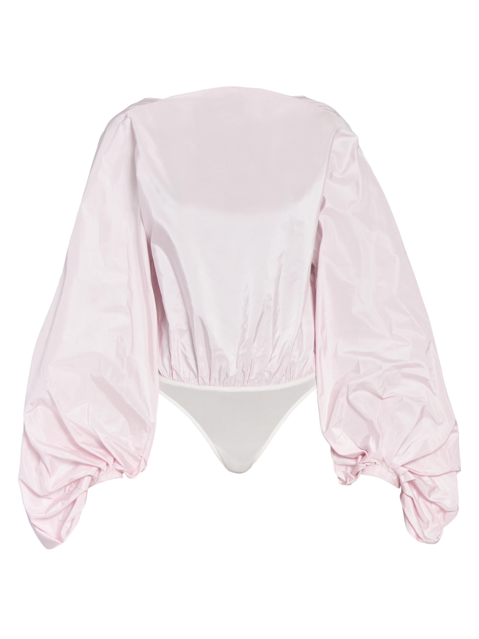 Alaïa Women's Silk Open-Back Balloon-Sleeve Bodysuit - Rose Pale