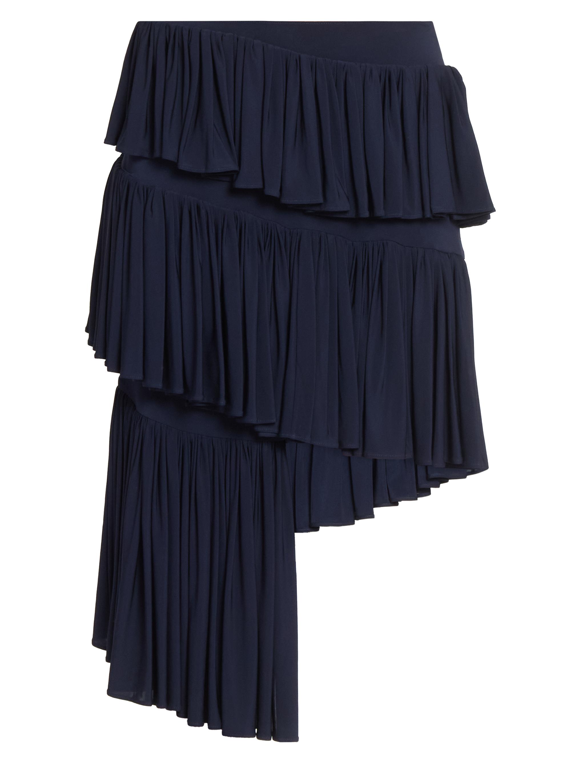 Alaïa Women's Spiral Tiered Ruffled Asymmetric Skirt - Marine Fonce