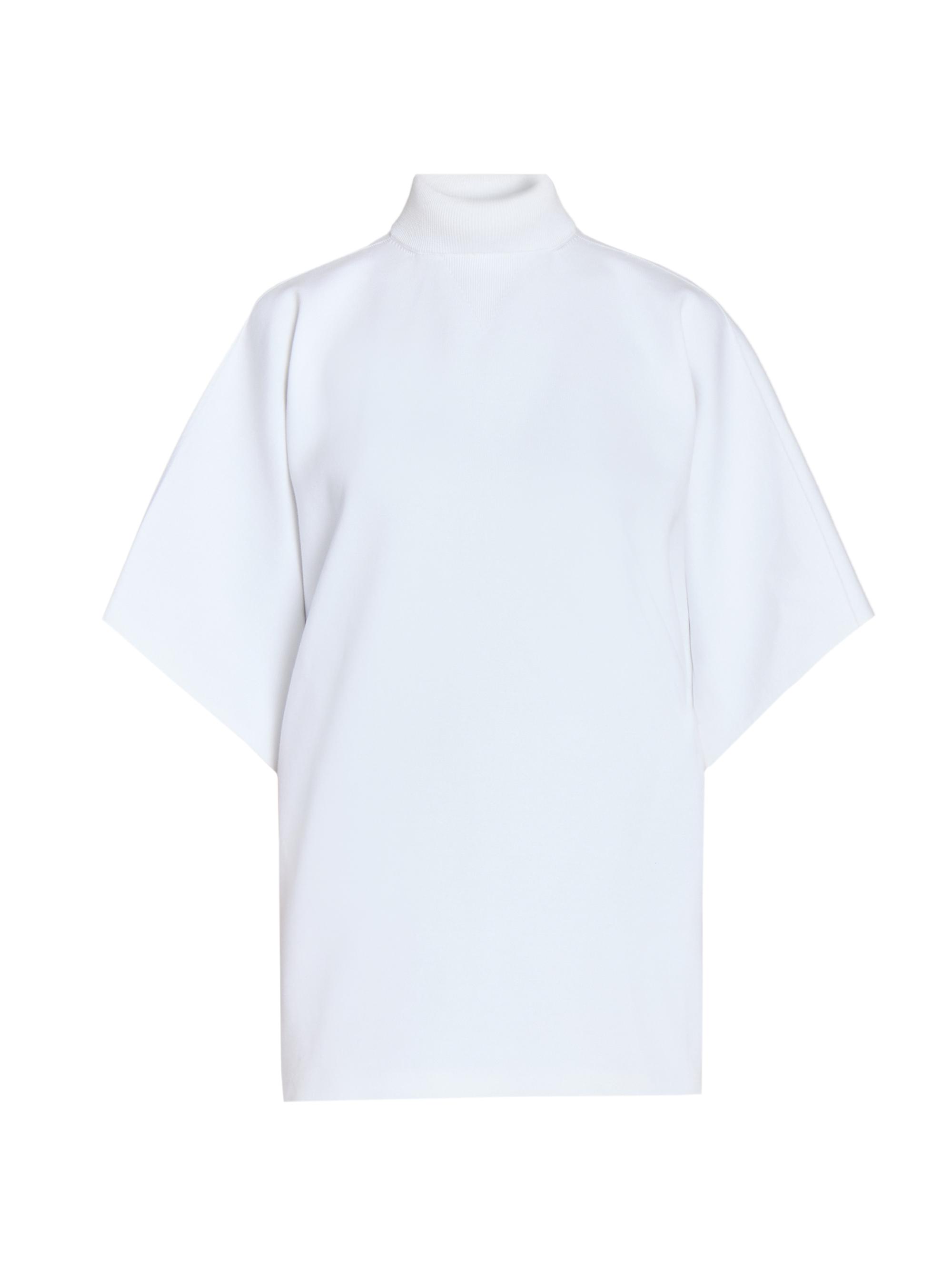 Alaïa Women's Cotton Mock Turtleneck Short-Sleeve Tunic Top - Blanc