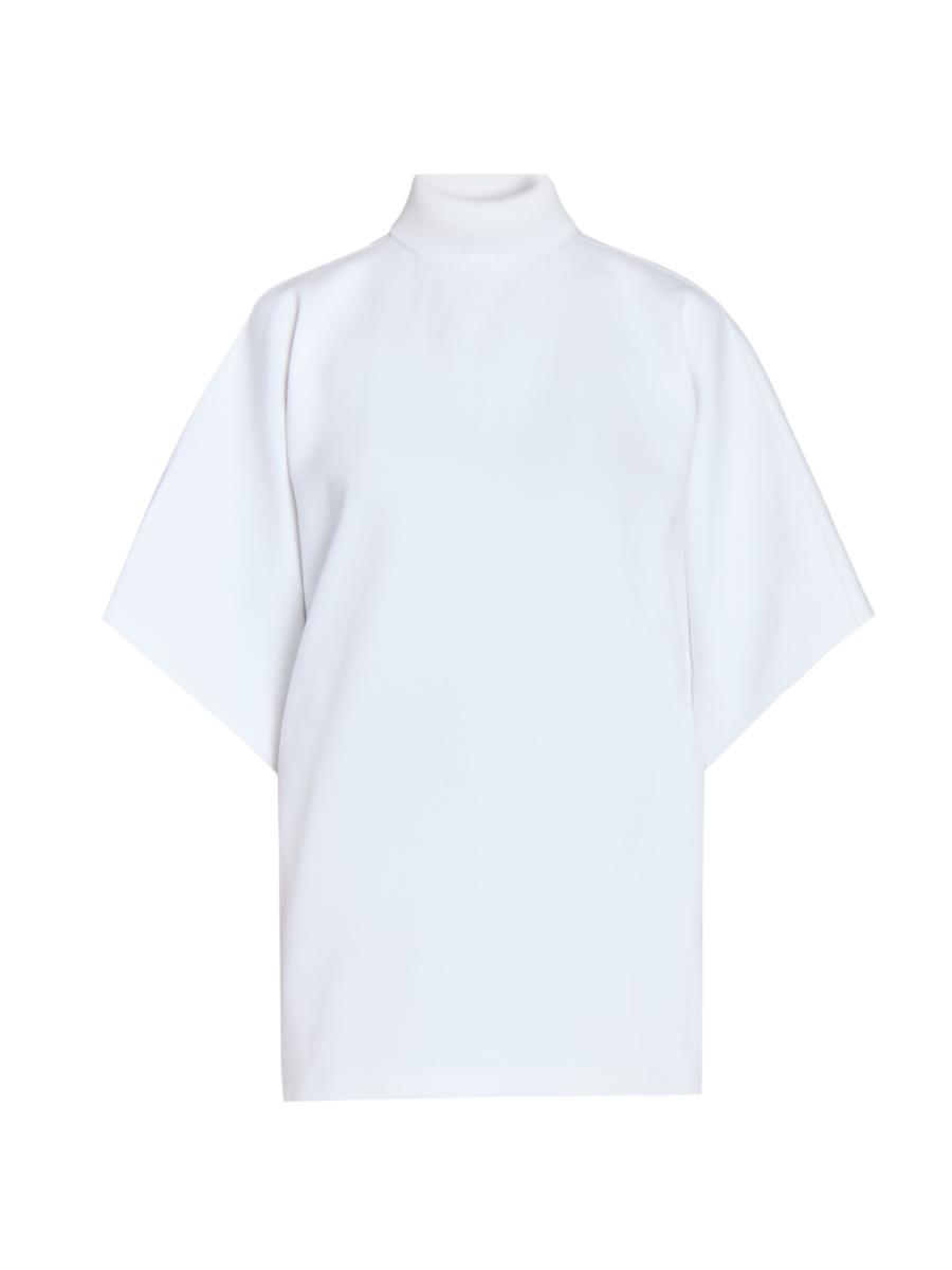 Alaïa Women's Cotton Mock Turtleneck Short-sleeve Tunic Top In White