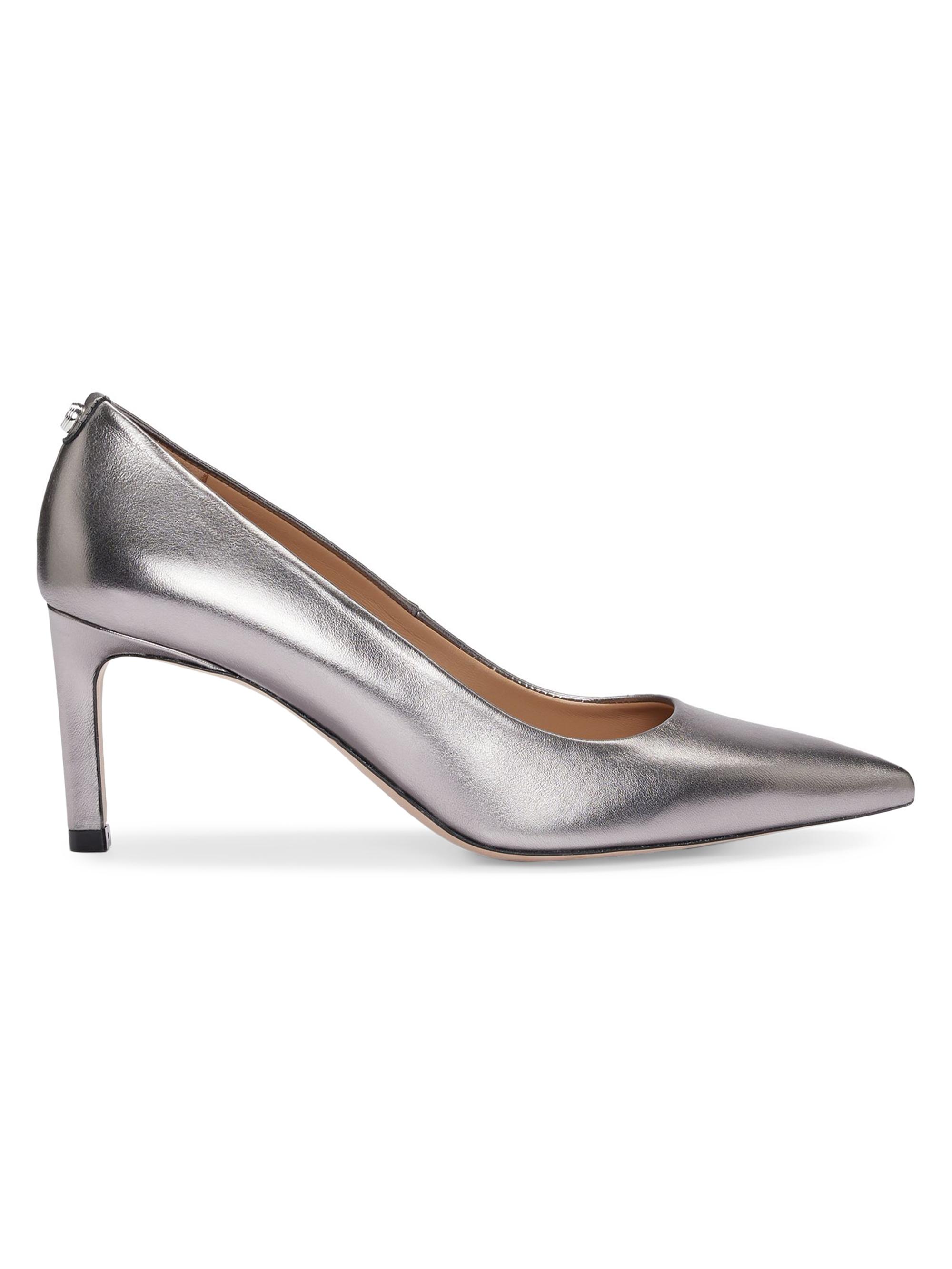 BOSS Women's Heeled Pumps in Laminated Leather - Silver