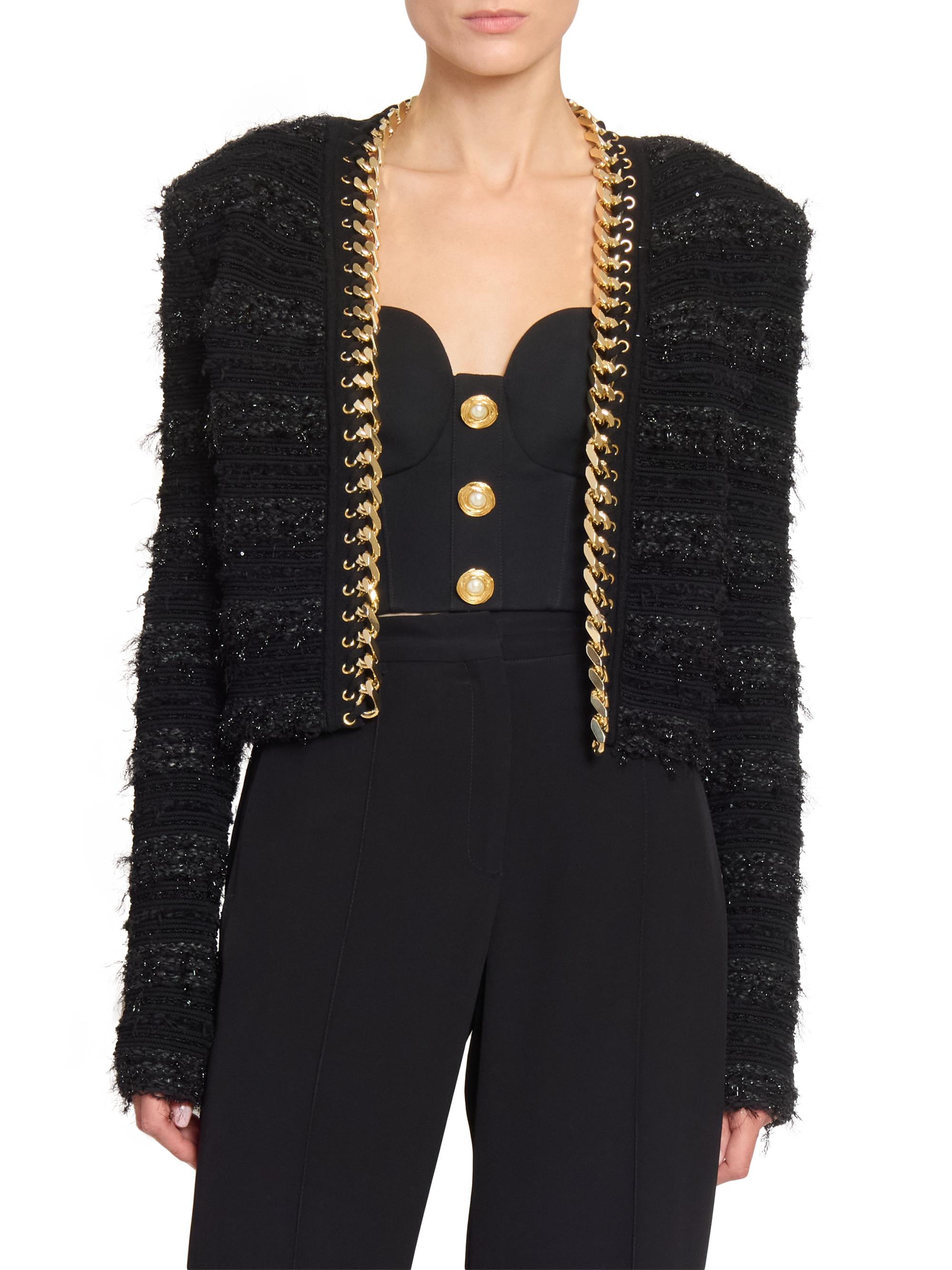 Tweed Wool-Blend Chain-Trimmed Jacket