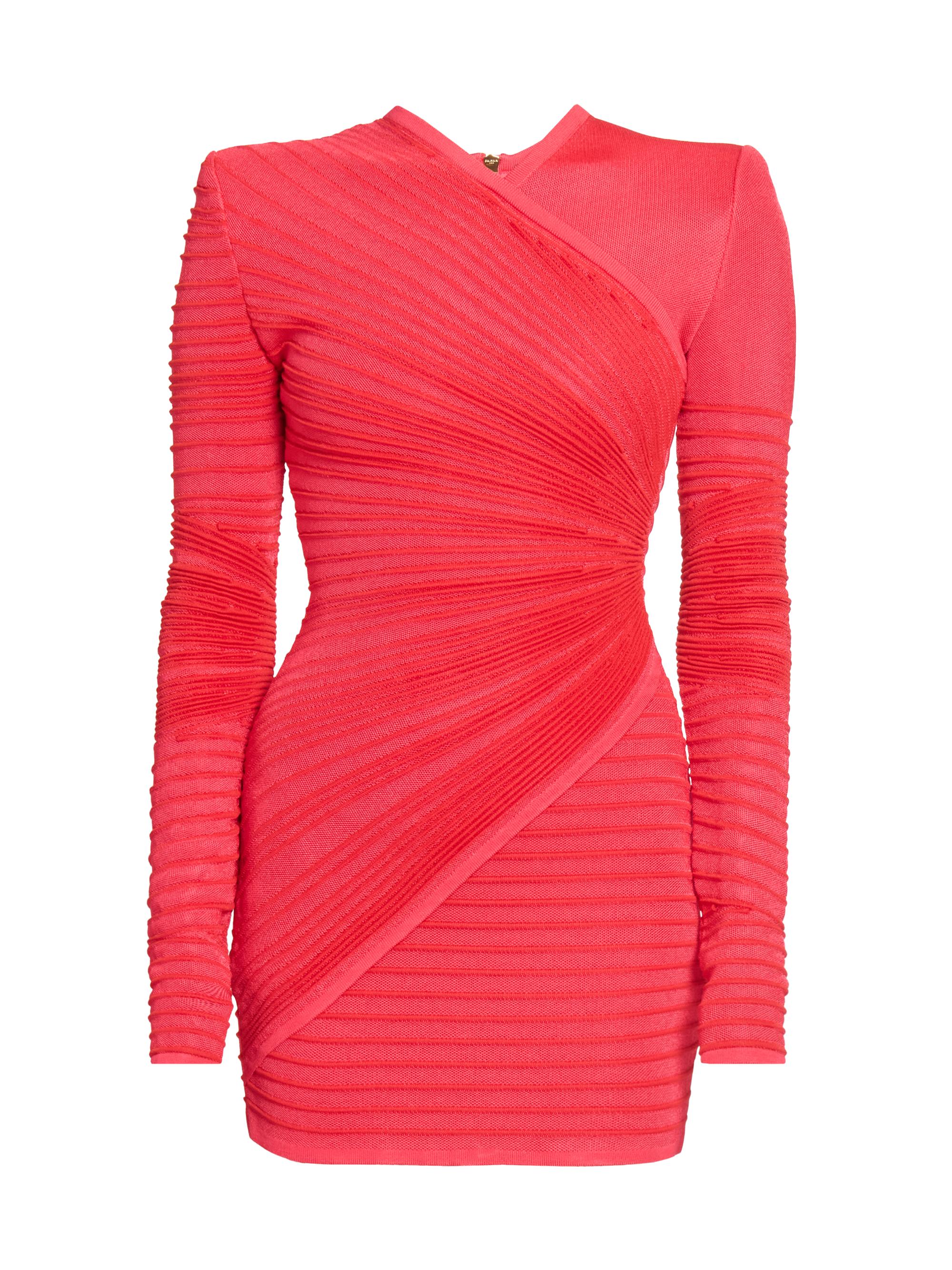 Balmain Women's Textured Ribbed Body-Con Minidress - Fuchsia Rouge