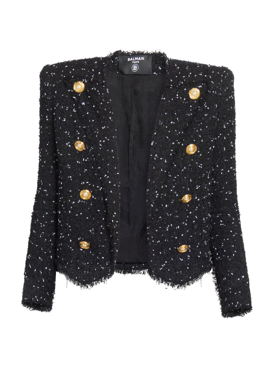 ジャケット Balmain Black Tweed Blazer Balmain Paris black tweed double-breasted blazer | Vintage