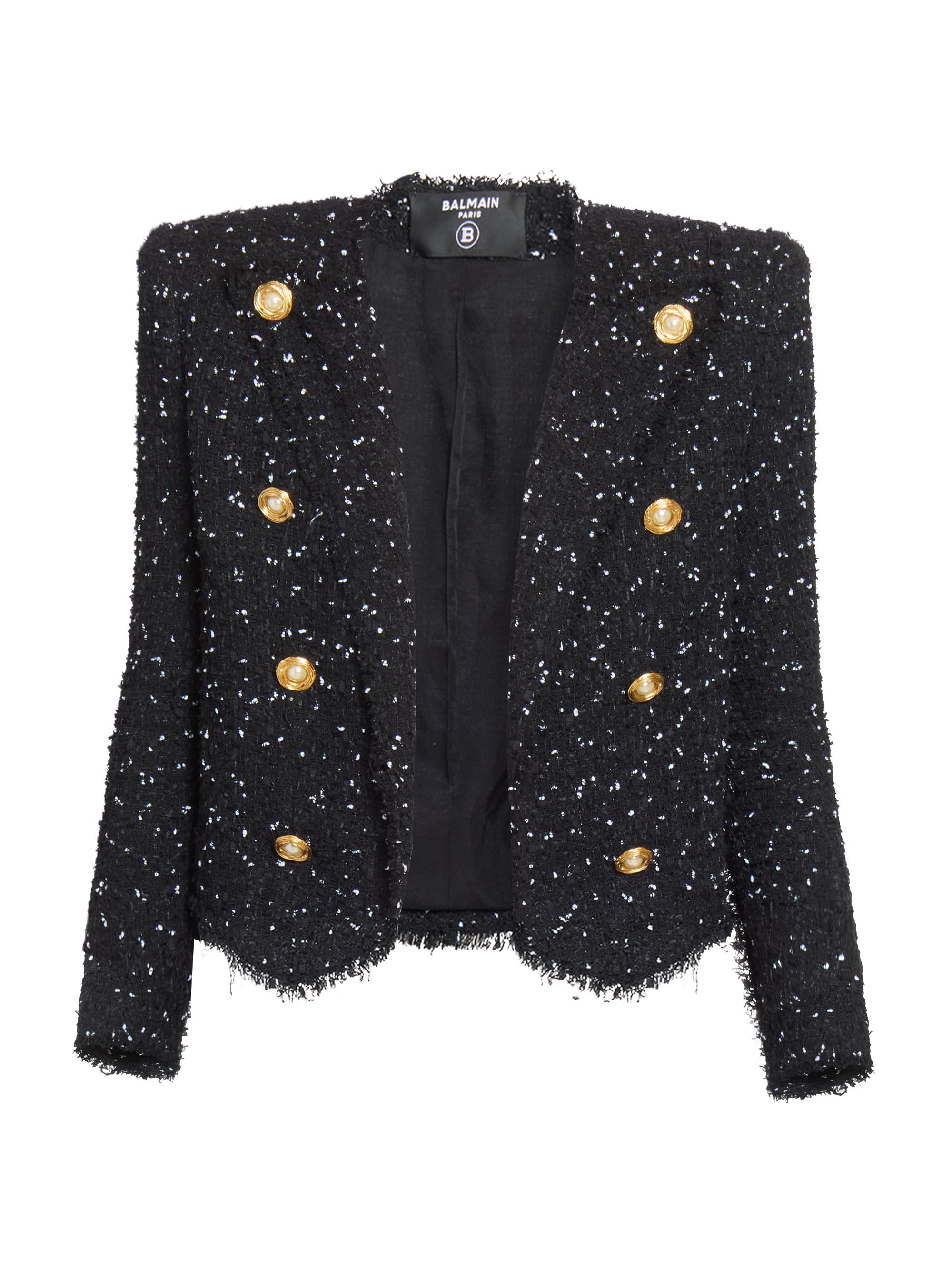 Balmain Women's Spencer Tweed Cotton-Blend Jacket - Noir Blanc